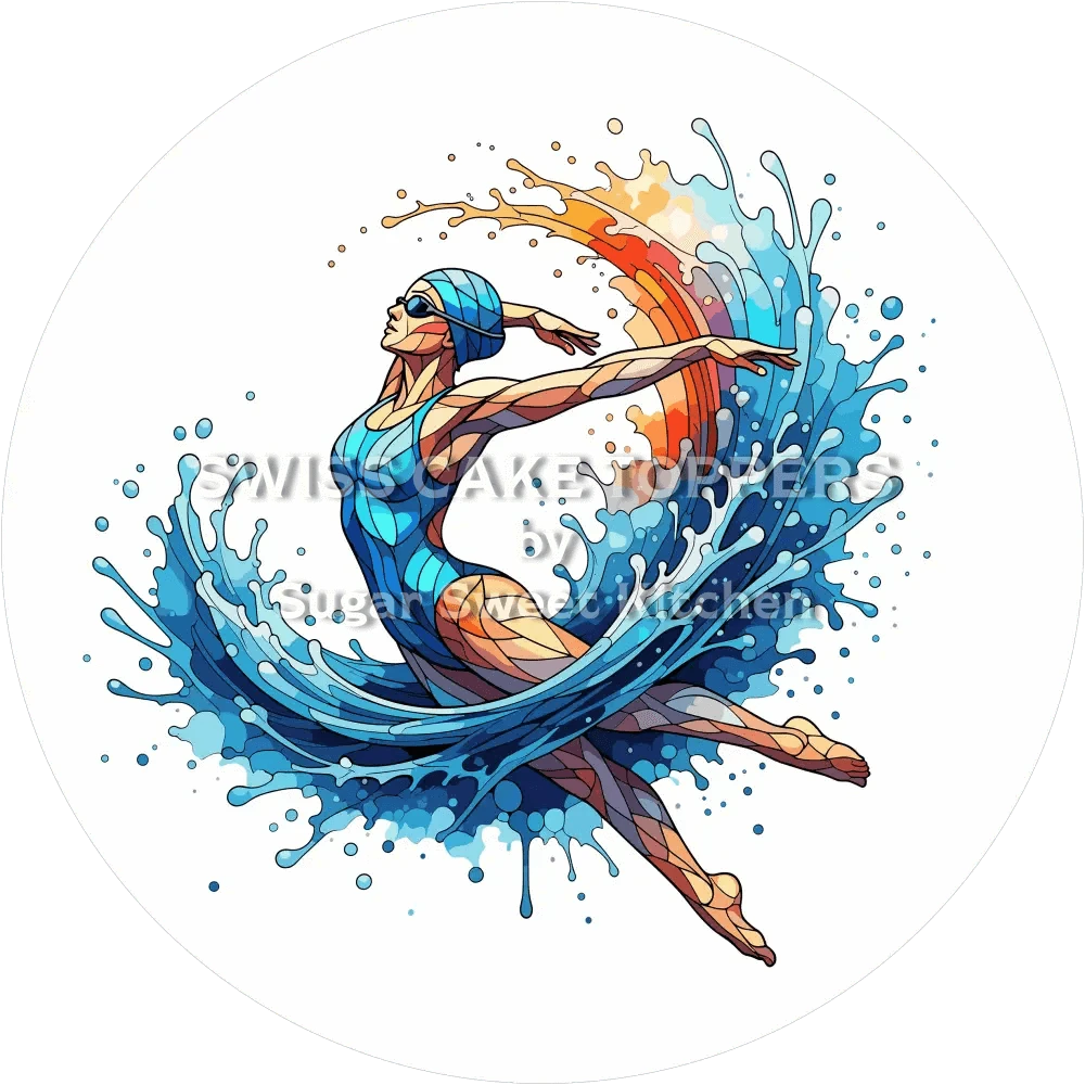 Wunderschöner Schwimmer-Tortenaufleger7 - personalisierbar - Fondant- Torten- & Cupcakeaufleger Sugar Sweet Kitchen