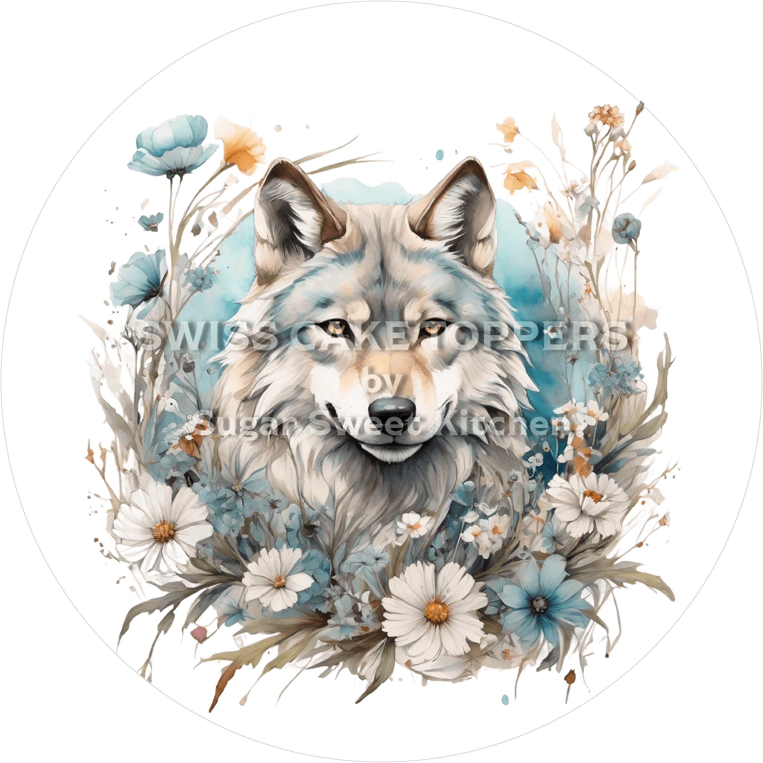 Wunderschöner Wolf-Tortenaufleger1 - personalisierbar - Fondant- Torten- & Cupcakeaufleger Sugar Sweet Kitchen