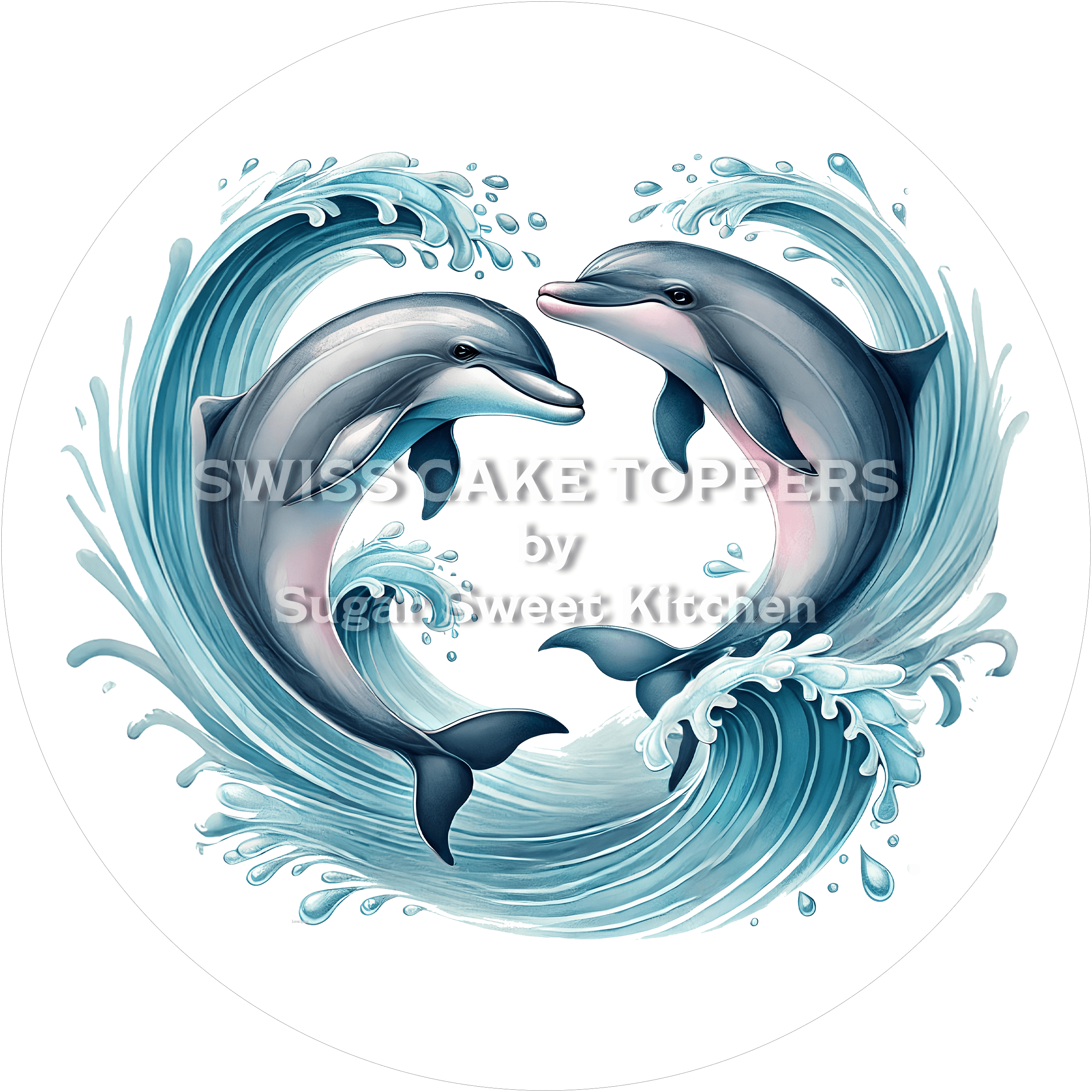 Wundervoller Delfin-Tortenaufleger3 - personalisierbar - Fondant- Torten- & Cupcakeaufleger Sugar Sweet Kitchen