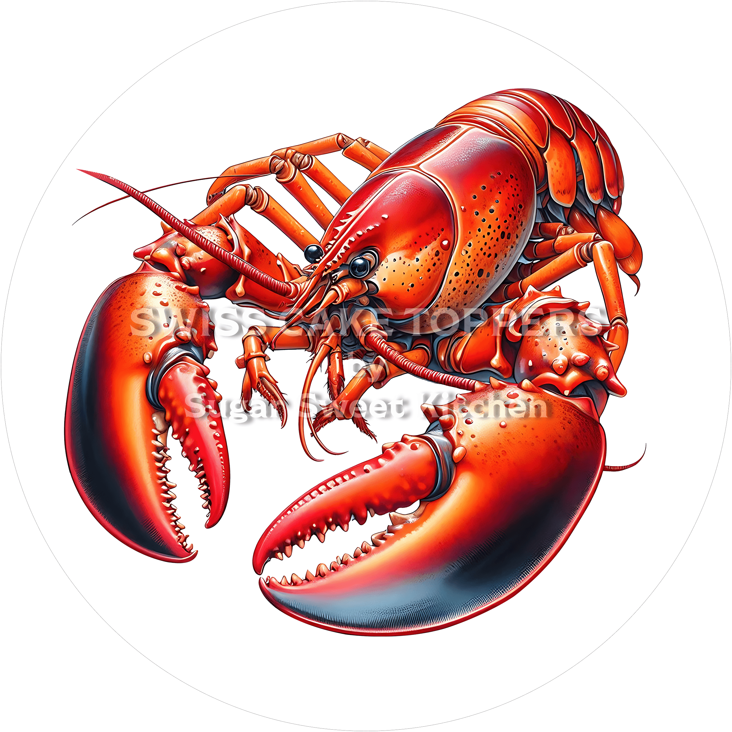 Wundervoller Hummer-Tortenaufleger2 - personalisierbar - Fondant- Torten- & Cupcakeaufleger Sugar Sweet Kitchen