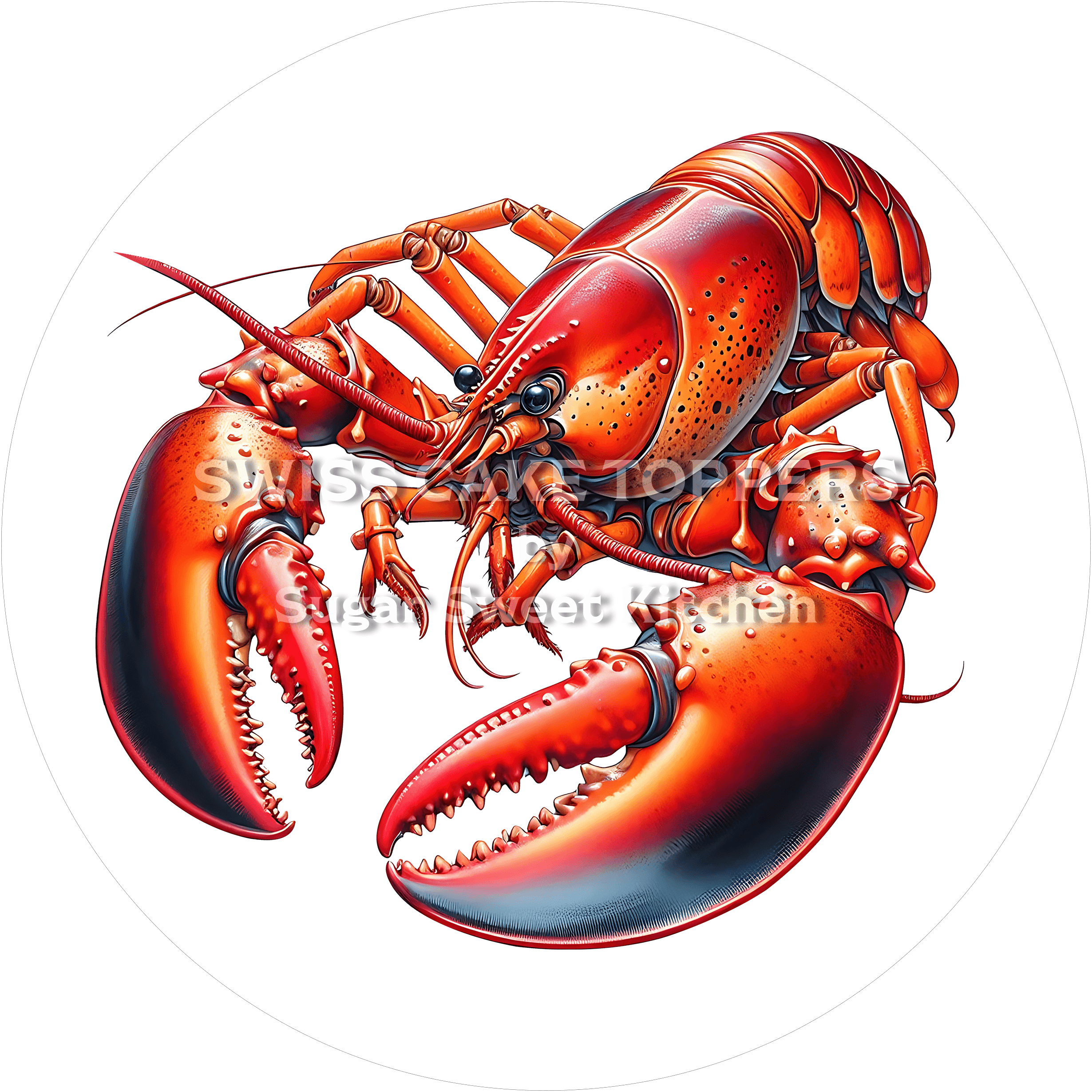 Wundervoller Hummer-Tortenaufleger2 - personalisierbar - Fondant- Torten- & Cupcakeaufleger Sugar Sweet Kitchen