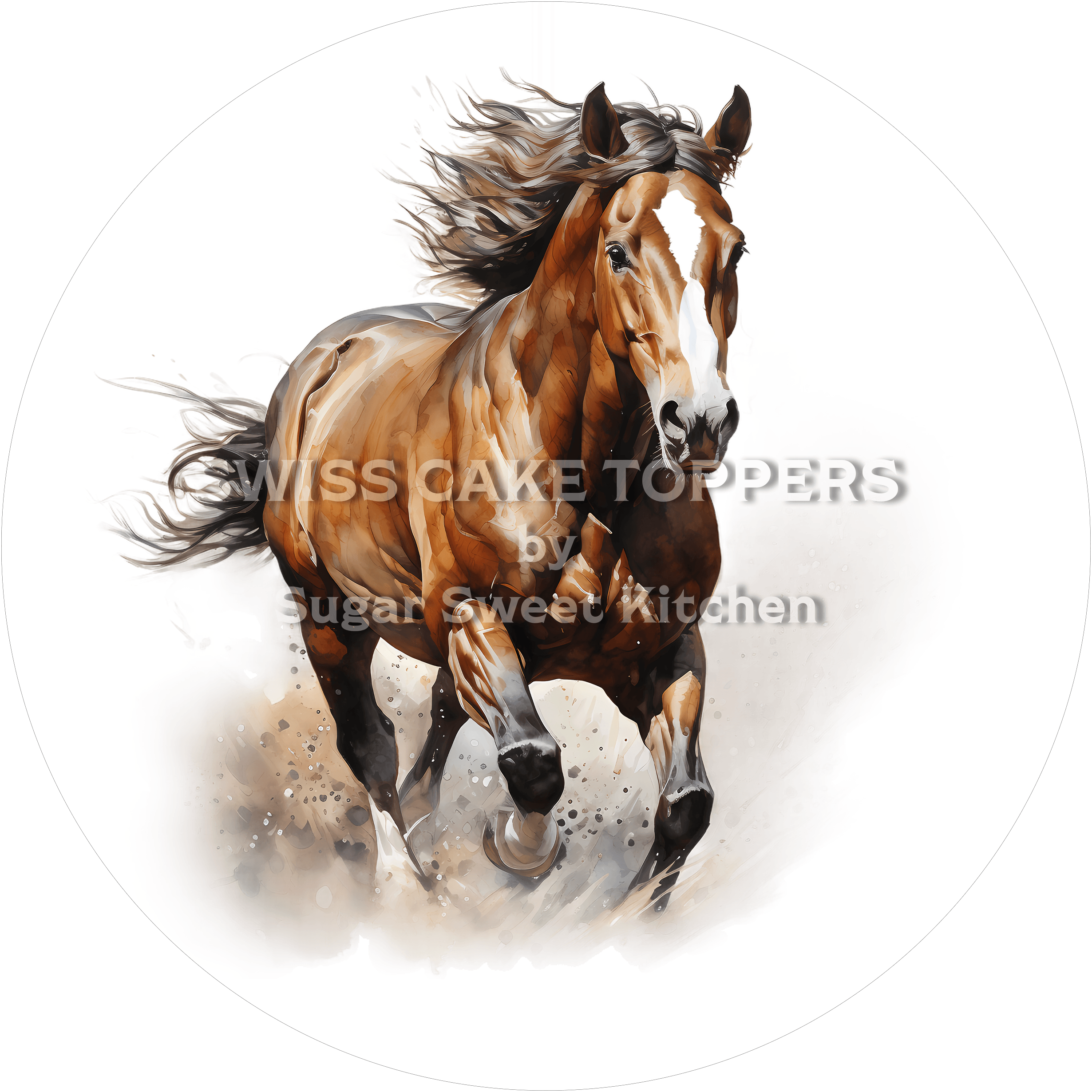 Wundervoller Pferde-Tortenaufleger12 - personalisierbar - Fondant- Torten- & Cupcakeaufleger Sugar Sweet Kitchen