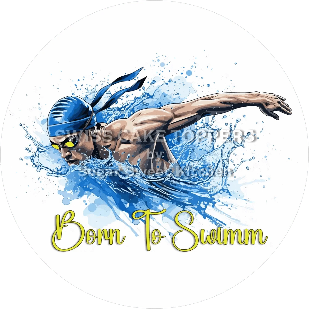 Wundervoller Schwimmer-Tortenaufleger5 - personalisierbar - Fondant- Torten- & Cupcakeaufleger Sugar Sweet Kitchen