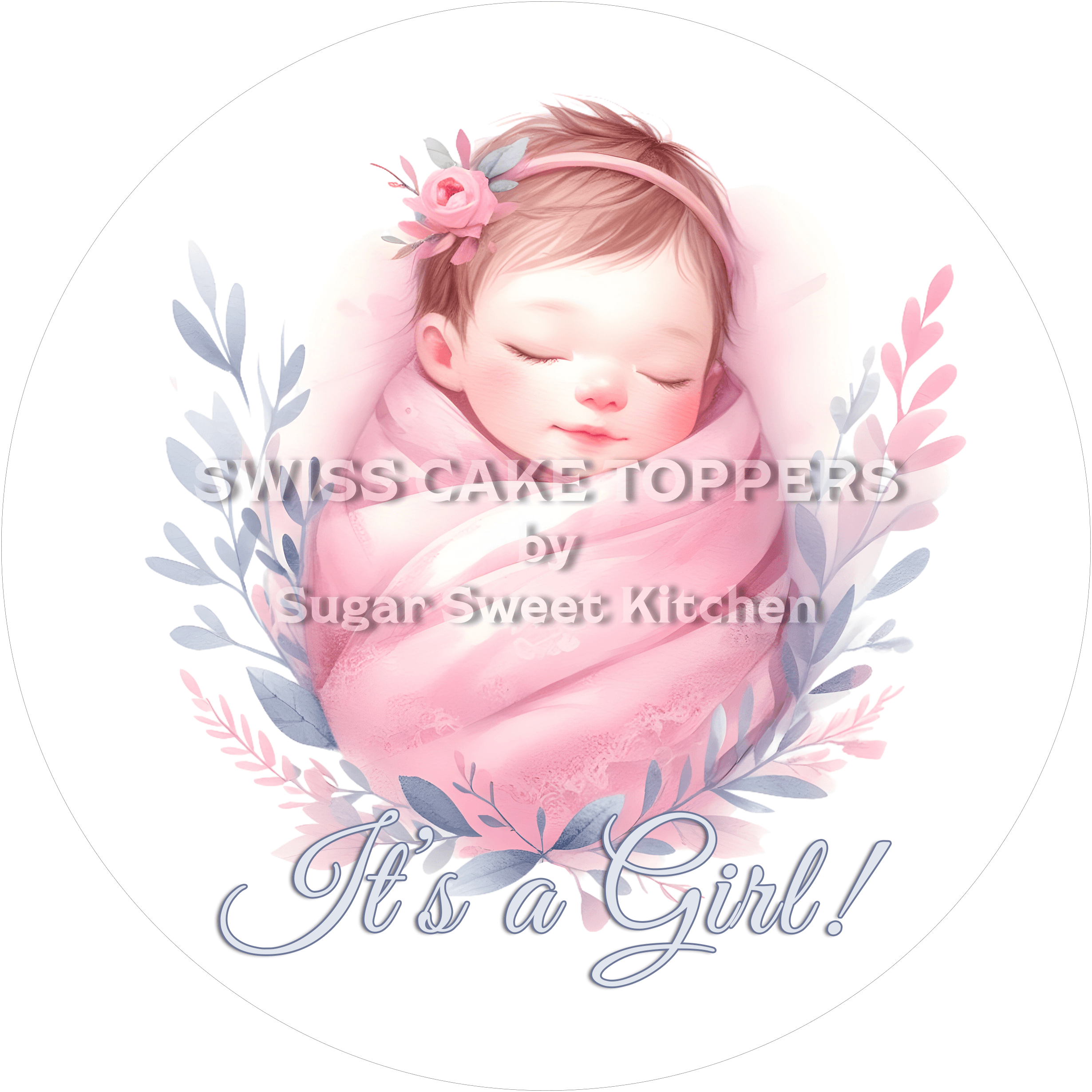 Wundervoller Tortenaufleger - It’s a Girl4 - personalisierbar - Fondant- Torten- & Cupcakeaufleger Sugar Sweet Kitchen