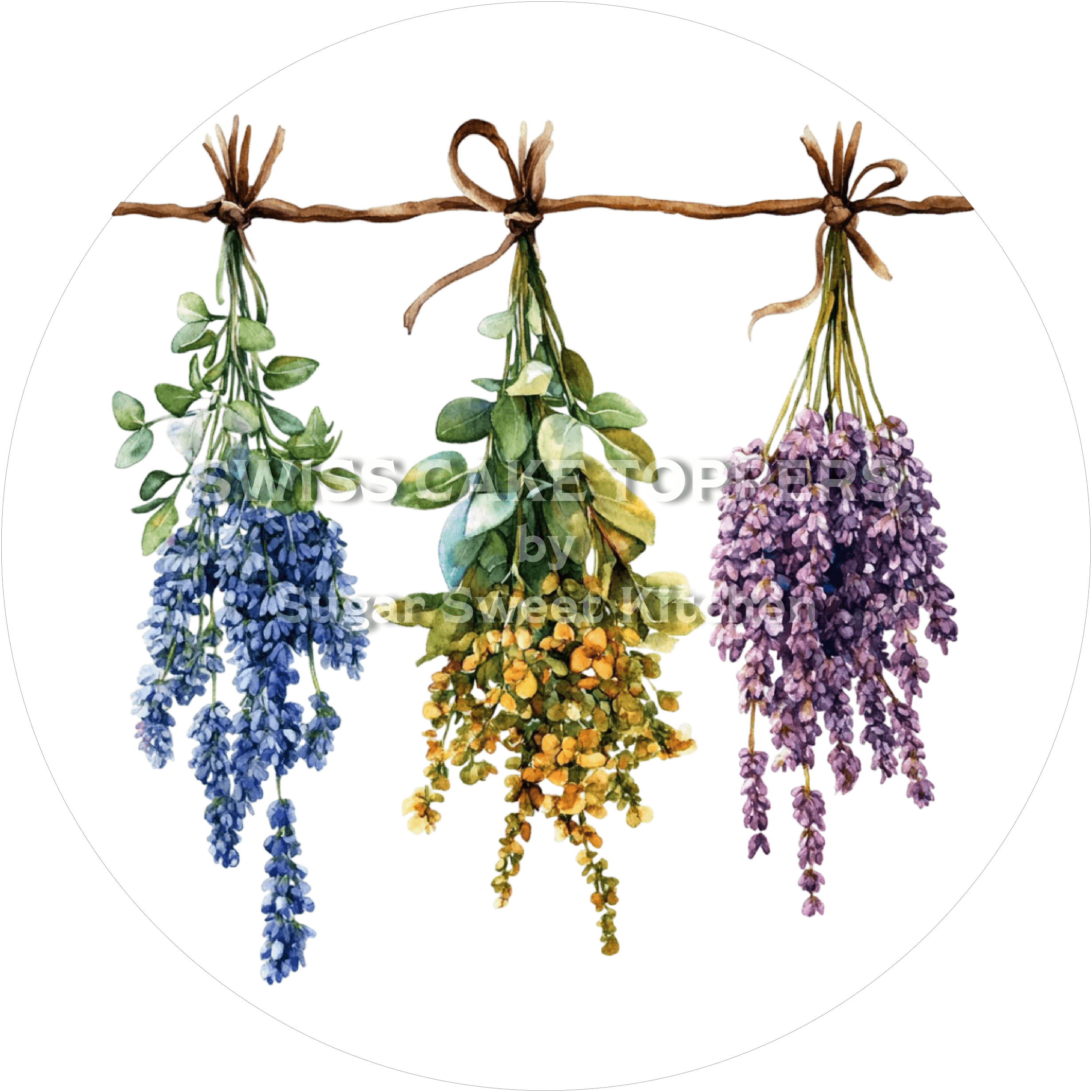 Wundervoller Tortenaufleger mit Kräutern1 - personalisierbar - Fondant- Torten- & Cupcakeaufleger Sugar Sweet Kitchen