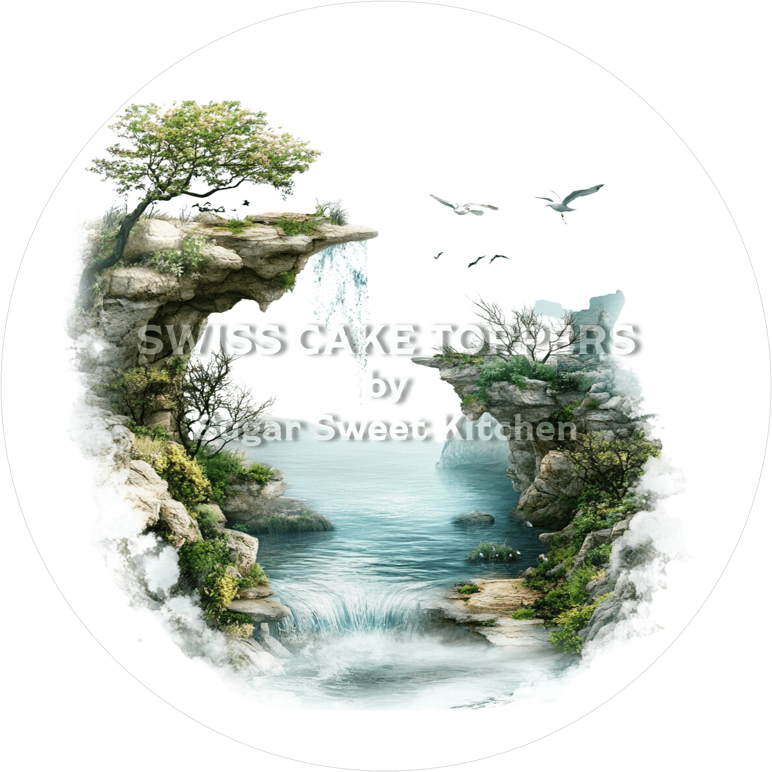 Wundervoller Tortenaufleger mit Seen- & Flussmotiven8 - personalisierbar - Fondant- Torten- Cupcakeaufleger Sugar Sweet