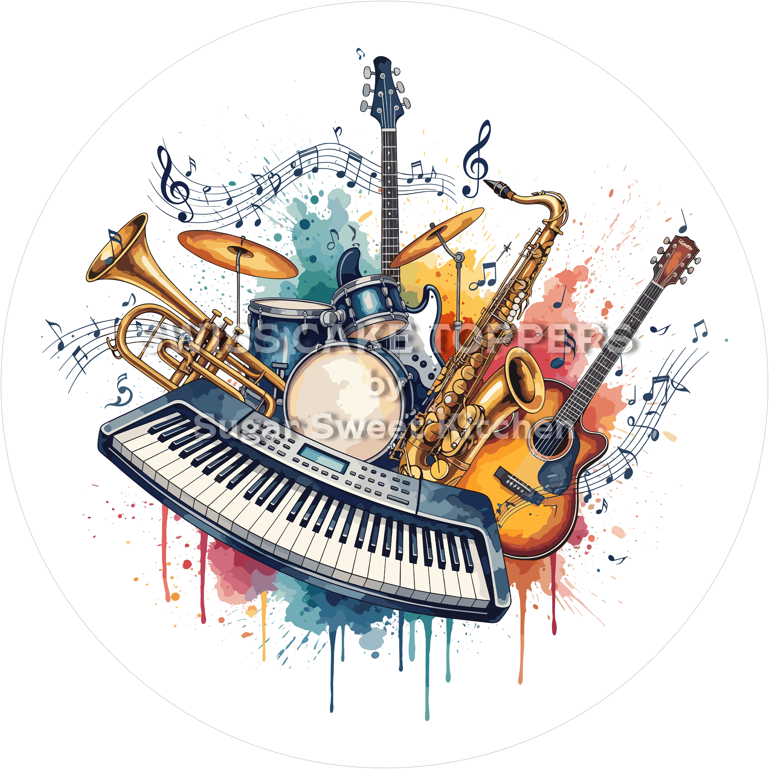 Wundervoller Tortenaufleger Musik13 - personalisierbar - Fondant- Torten- & Cupcakeaufleger Sugar Sweet Kitchen