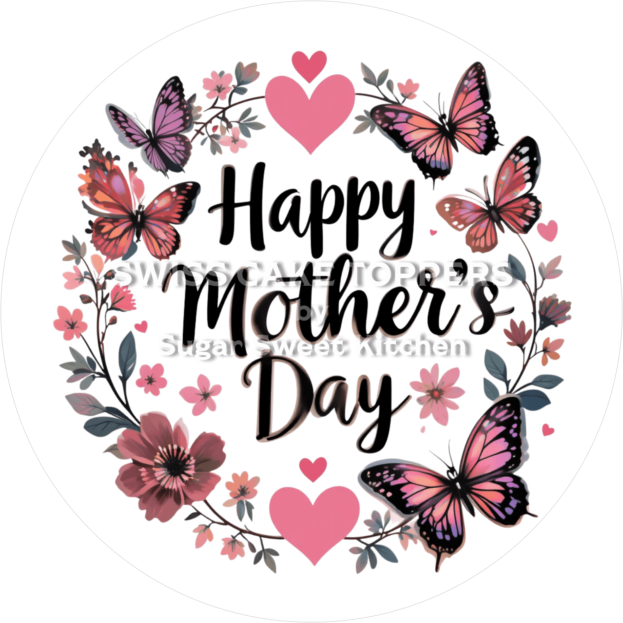 Wundervoller Tortenaufleger zum Muttertag4 - personalisierbar - Fondant- Torten- & Cupcakeaufleger Sugar Sweet Kitchen