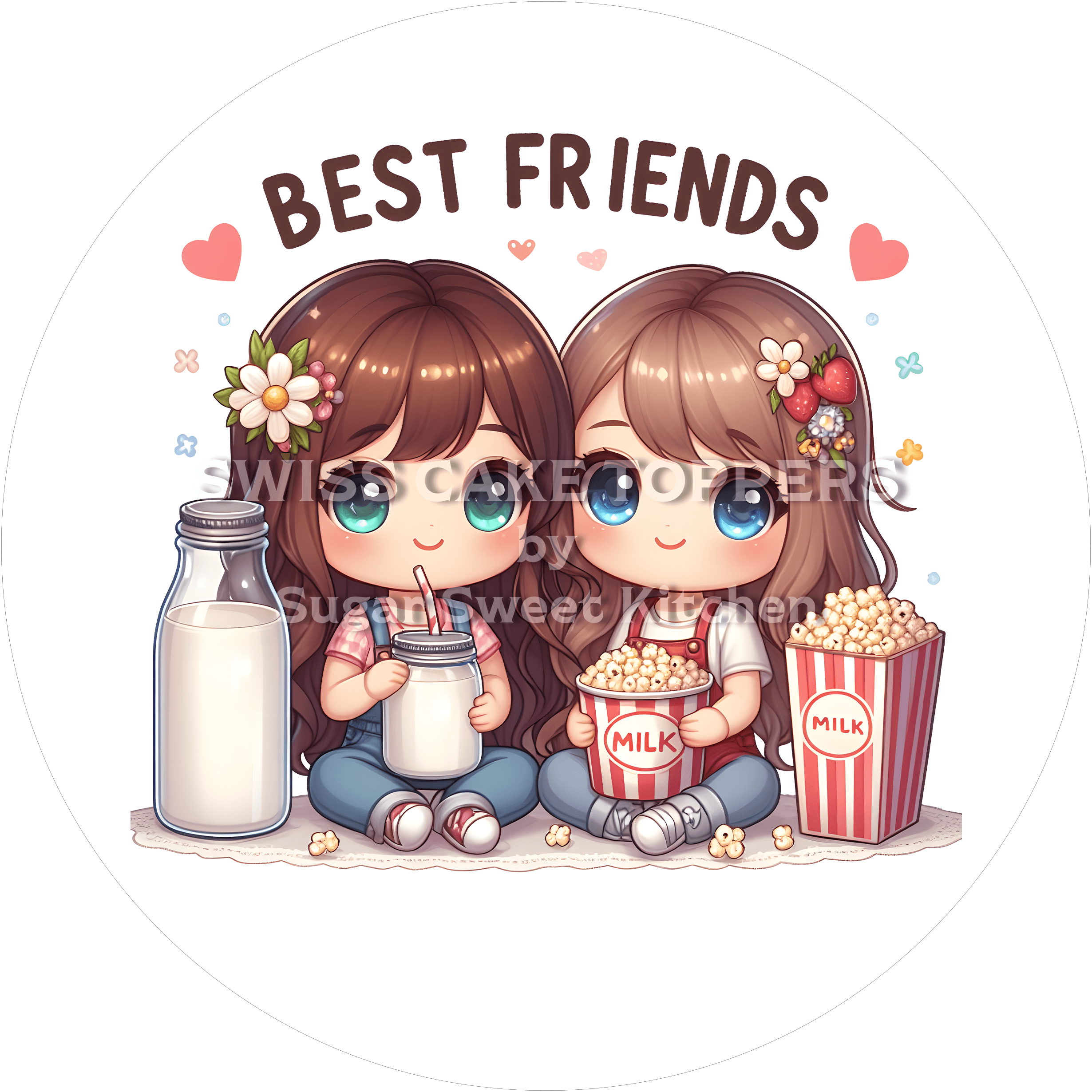 Zauberhafter best Friends-Tortenaufleger - Freunde11 - personalisierbar - Fondant- Torten- & Cupcakeaufleger Sugar