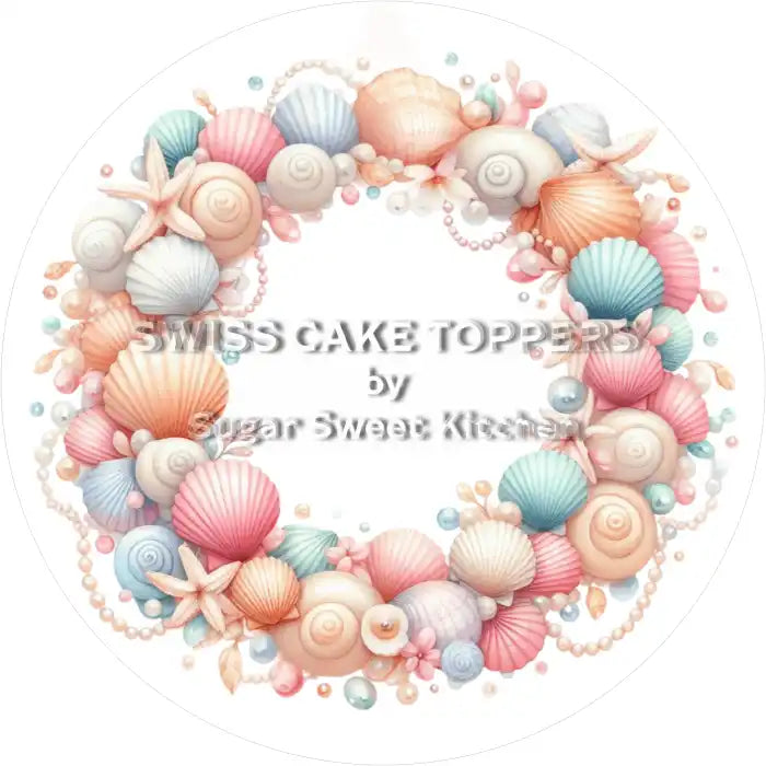 Zauberhafter Muschel-Tortenaufleger2- personalisierbar - Fondant- Torten- & Cupcakeaufleger Sugar Sweet Kitchen