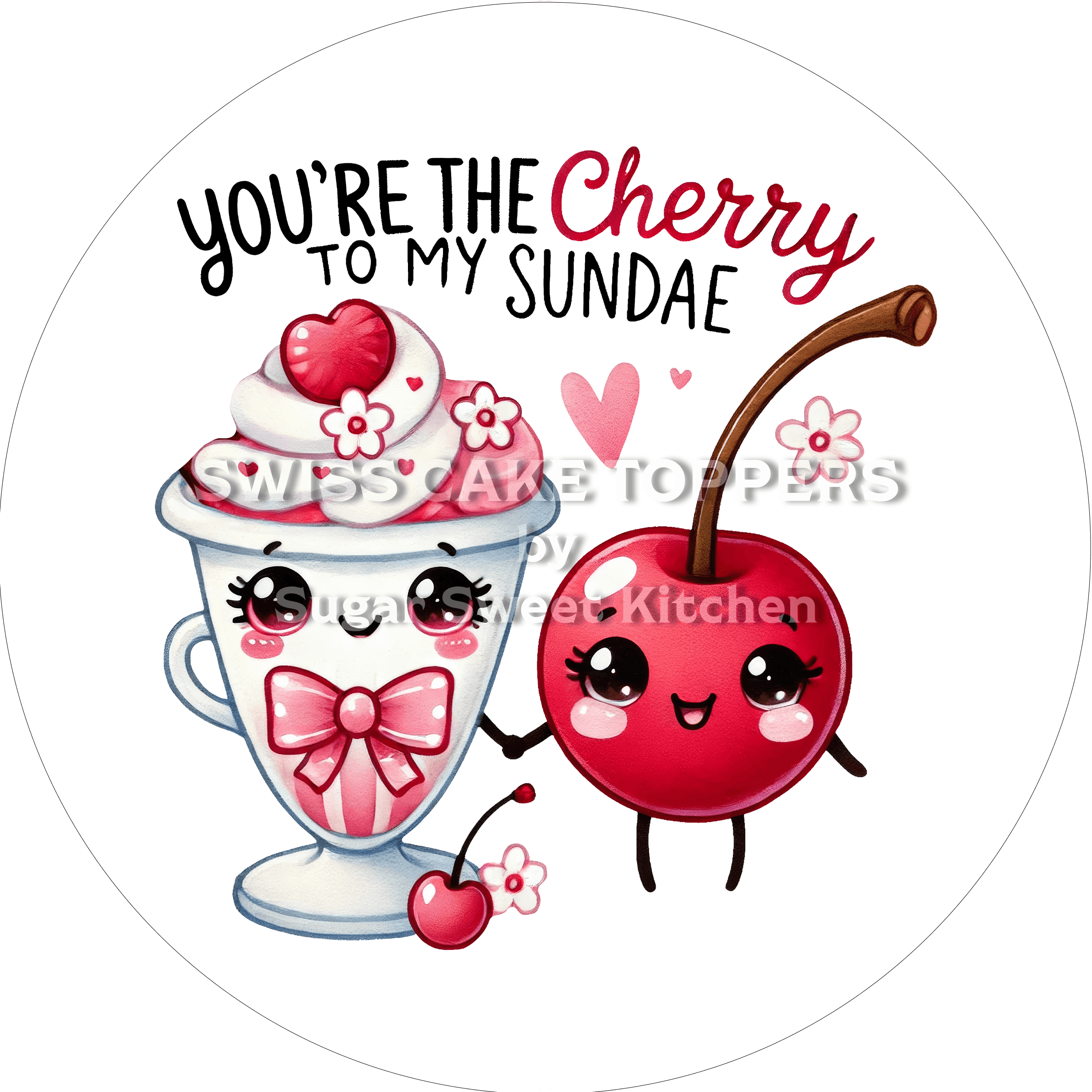 Zauberhafter Valentins- Tortenaufleger LV4 - personalisierbar - Fondant- Torten- & Cupcakeaufleger Sugar Sweet Kitchen