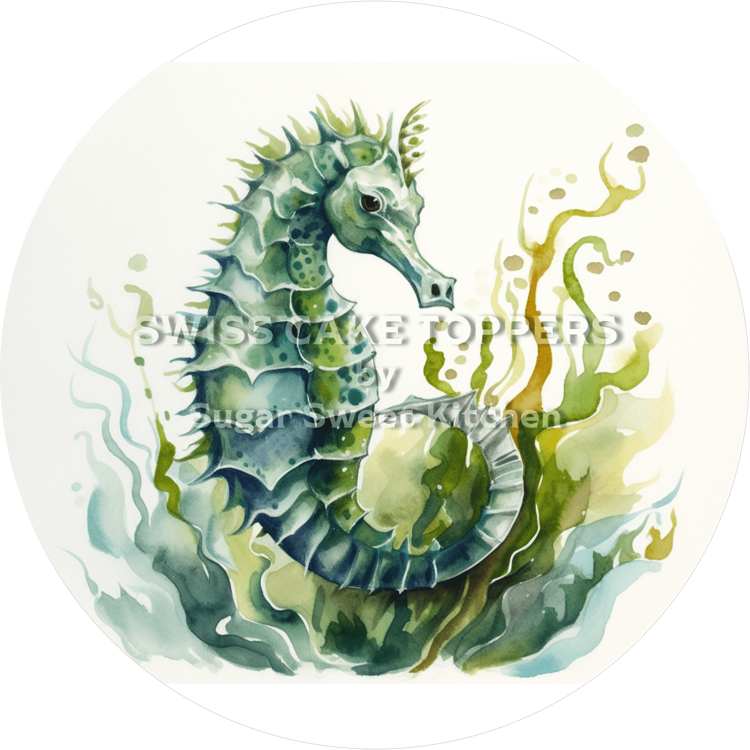 Zauberhaftes Seepferdchen-Tortenaufleger2 - personalisierbar - Fondant- Torten- & Cupcakeaufleger Sugar Sweet Kitchen