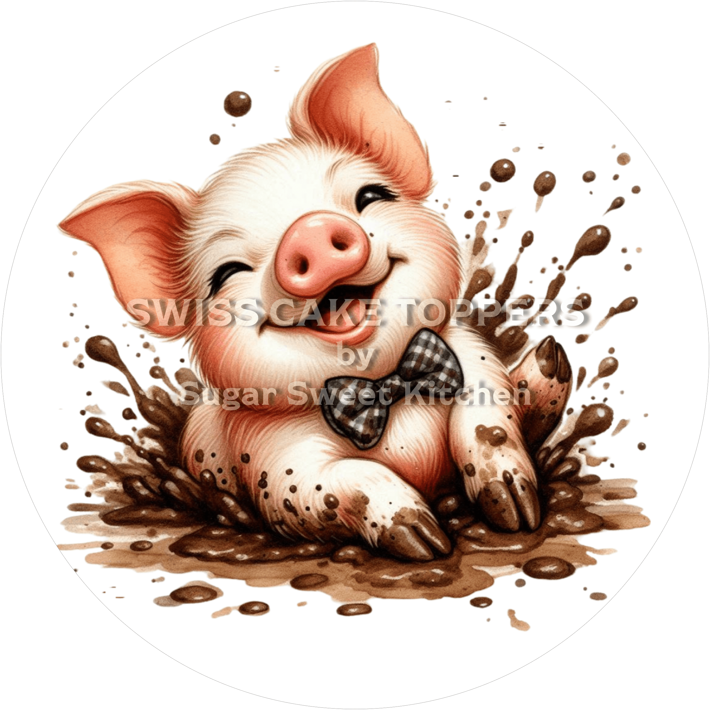 Zuckersüsser Schweinchen-Tortenaufleger2 - personalisierbar - Fondant- Torten- & Cupcakeaufleger Sugar Sweet Kitchen