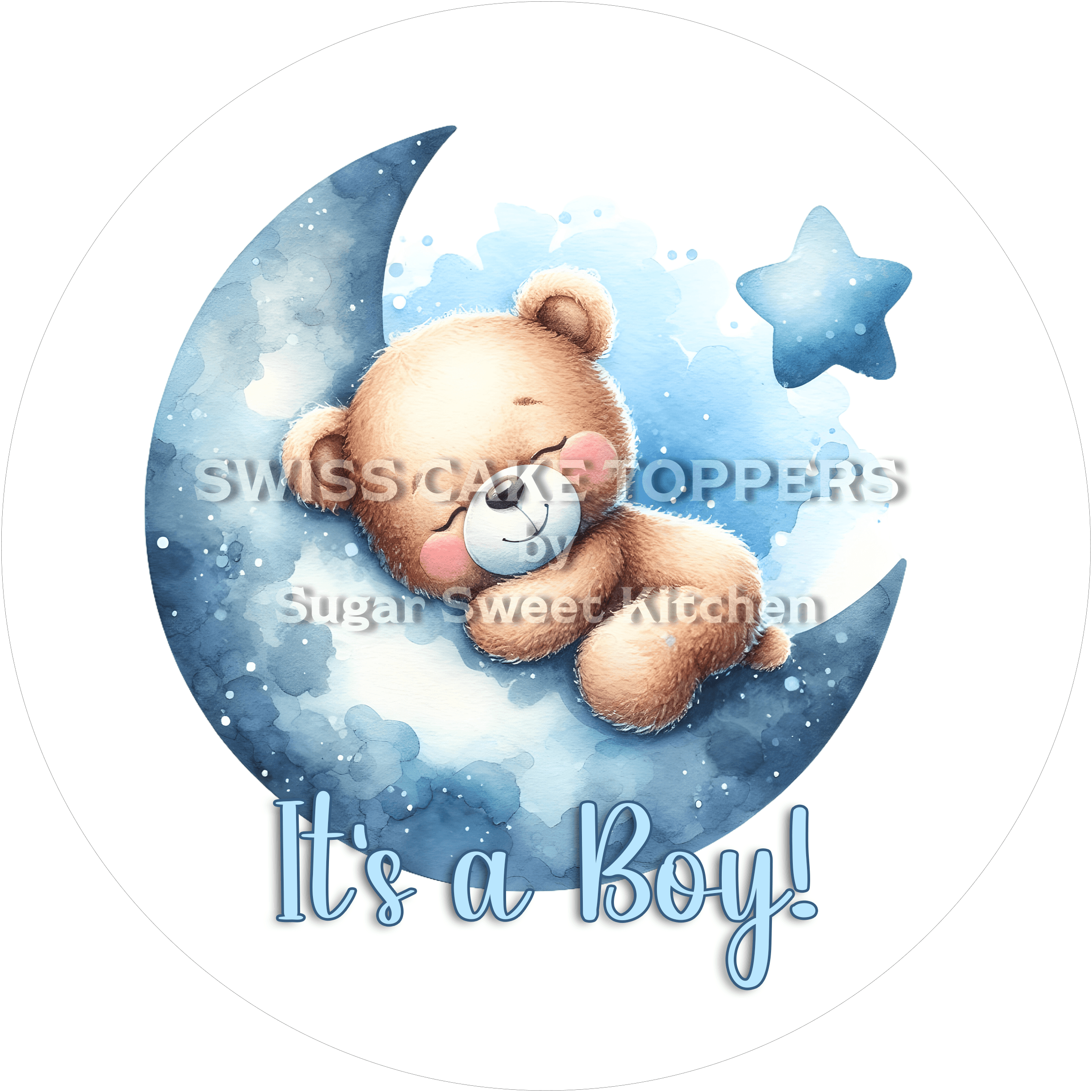 Zuckersüsser Tortenaufleger - It’s a Boy7 - personalisierbar - Fondant- Torten- & Cupcakeaufleger Sugar Sweet Kitchen