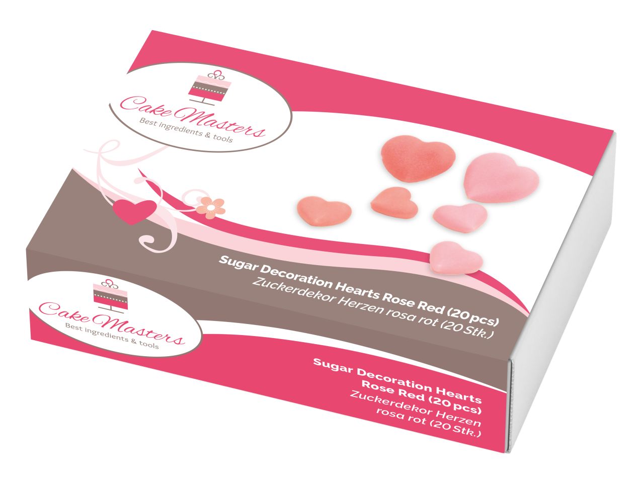 CM Zuckerdekoration ’Herzen rot & rosa’ / 20Stk. - Zuckerdekorationen Sugar Sweet Kitchen