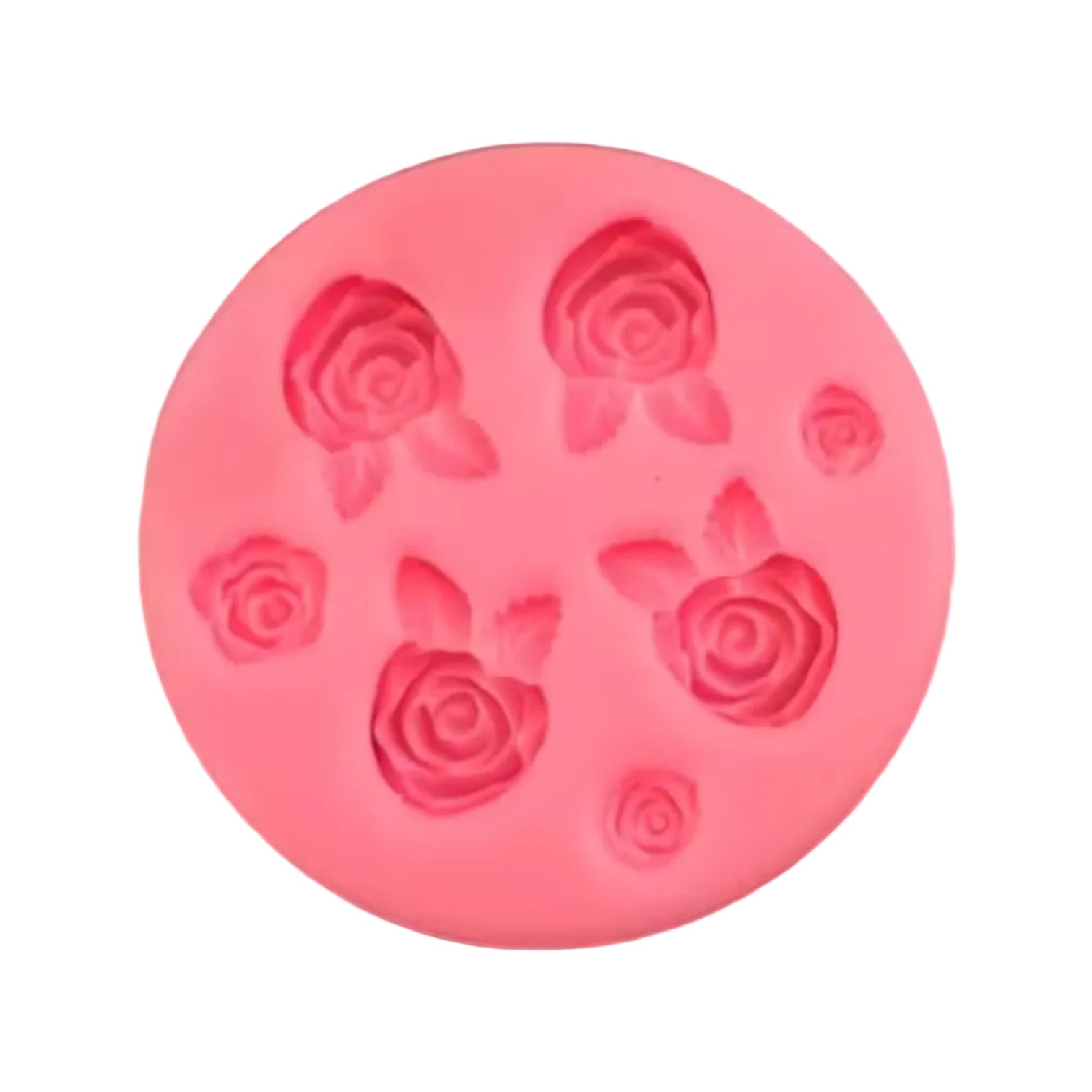 Silikonform Rosen mit Blätter rund / 6,8cm - Silikonformen Sugar Sweet Kitchen
