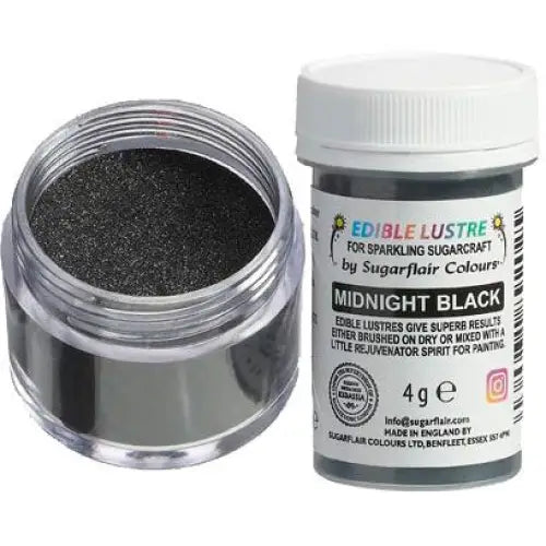 15 brillante Sugarflair Edible Lustre - Glanz-Puderfarben - Midnight Black - Lebensmittelfarben Sugar Sweet Kitchen