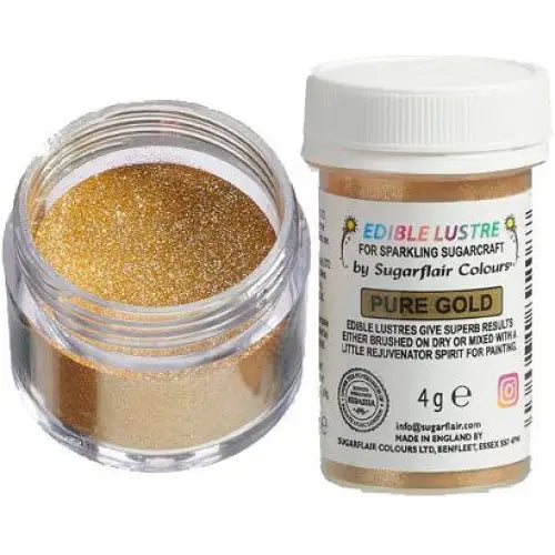 15 brillante Sugarflair Edible Lustre - Glanz-Puderfarben - Pure Gold - Lebensmittelfarben Sugar Sweet Kitchen