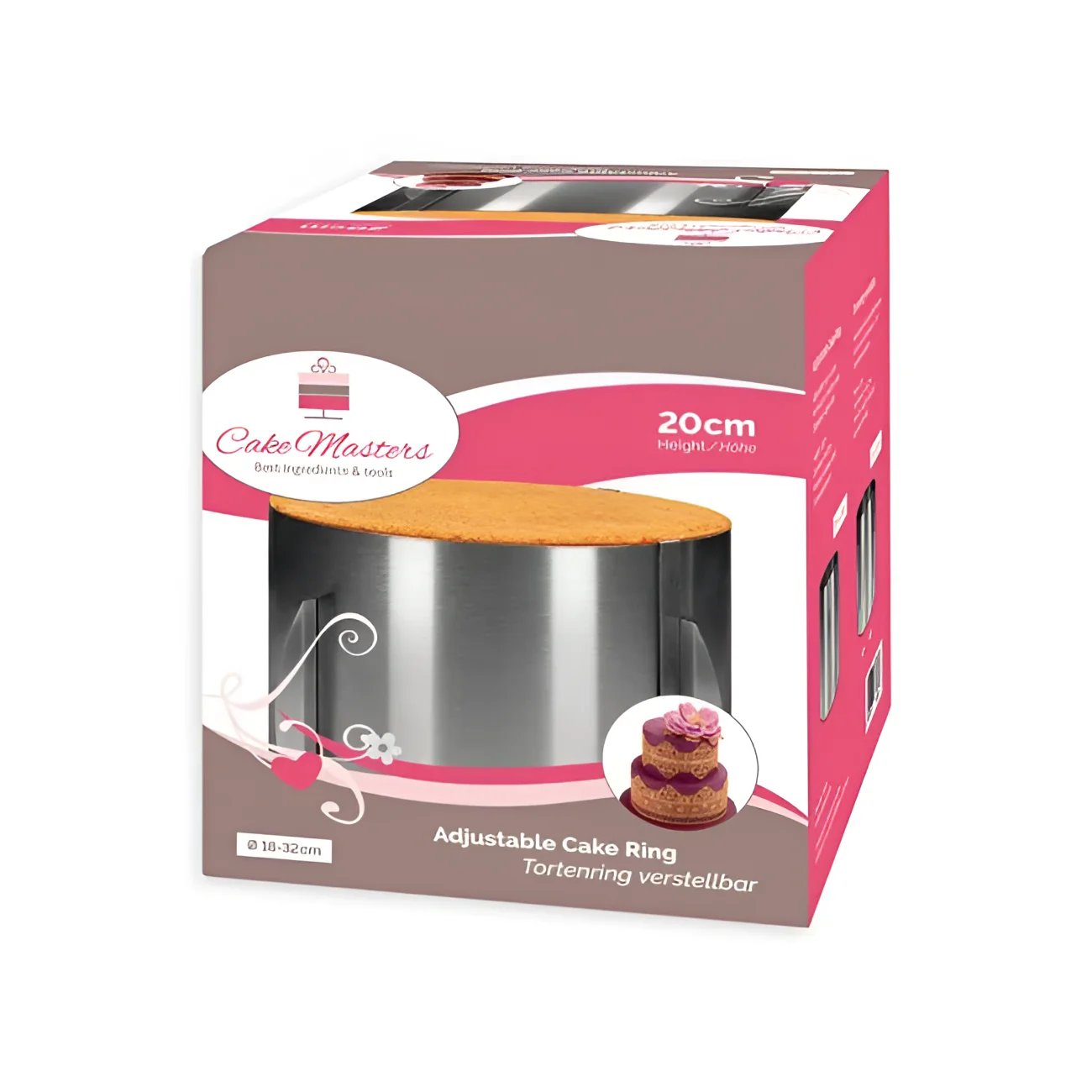 Cake Masters Tortenring rund verstellbar 20cm hoch - Backrahmen Sugar Sweet Kitchen