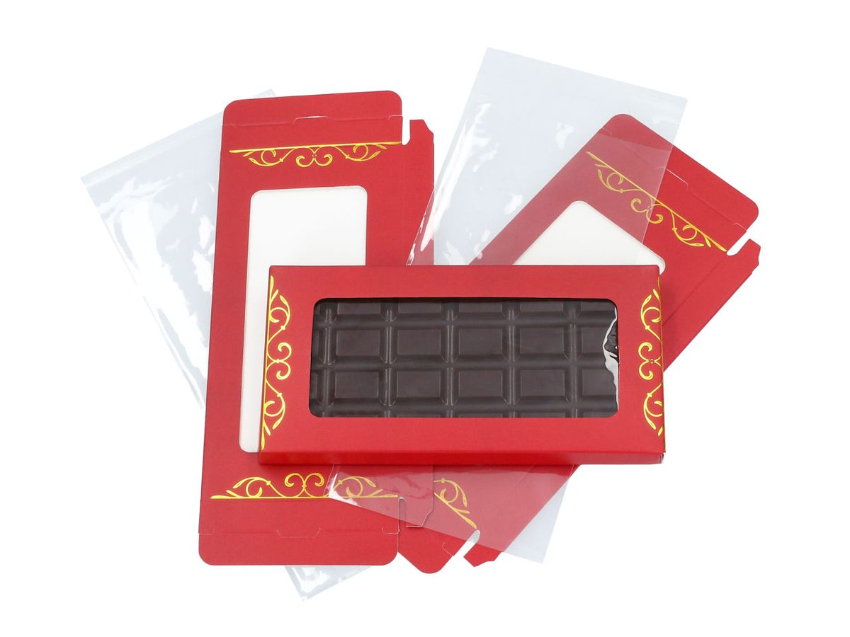 Verpackung für Schokoladentafeln rot / 3Stk.