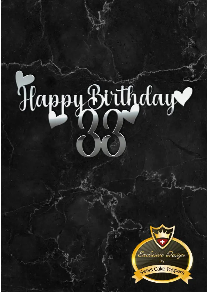 Tortenaufleger ’Happy Birthday’ mit Zahl - Acryl Silber - Cake Topper Sugar Sweet Kitchen