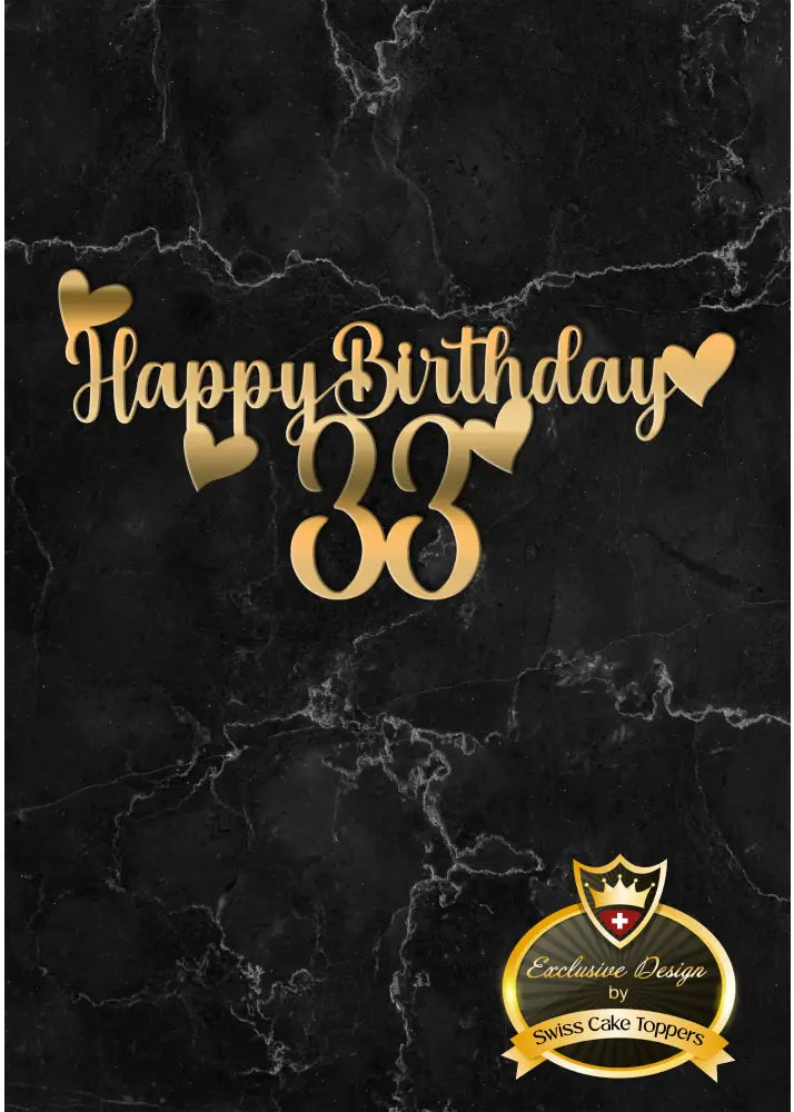 Tortenaufleger ’Happy Birthday’ mit Zahl - Acryl Gold - Cake Topper Sugar Sweet Kitchen