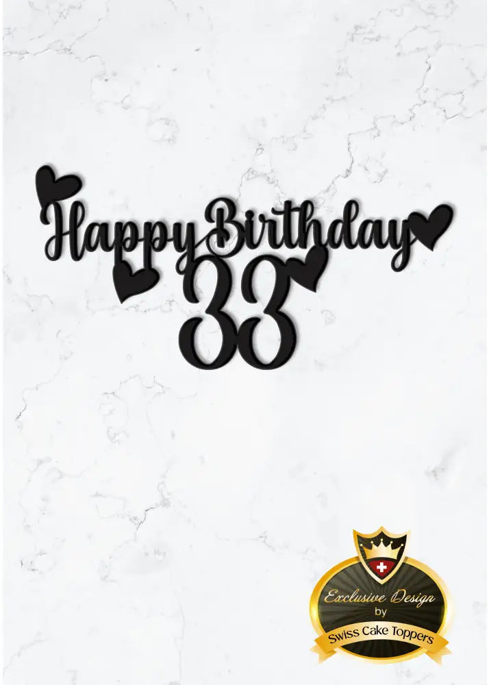Tortenaufleger ’Happy Birthday’ mit Zahl - Acryl Schwarz - Cake Topper Sugar Sweet Kitchen