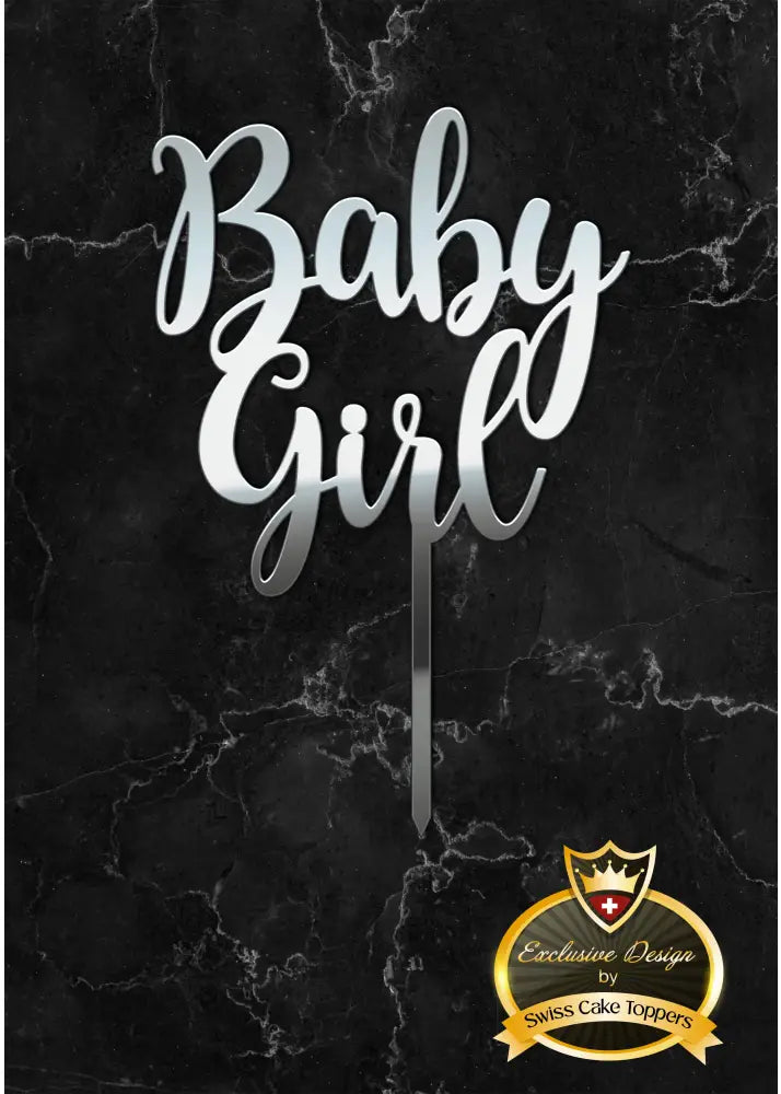 Cake Topper ’Baby Girl’ - Acryl Silber - Sugar Sweet Kitchen