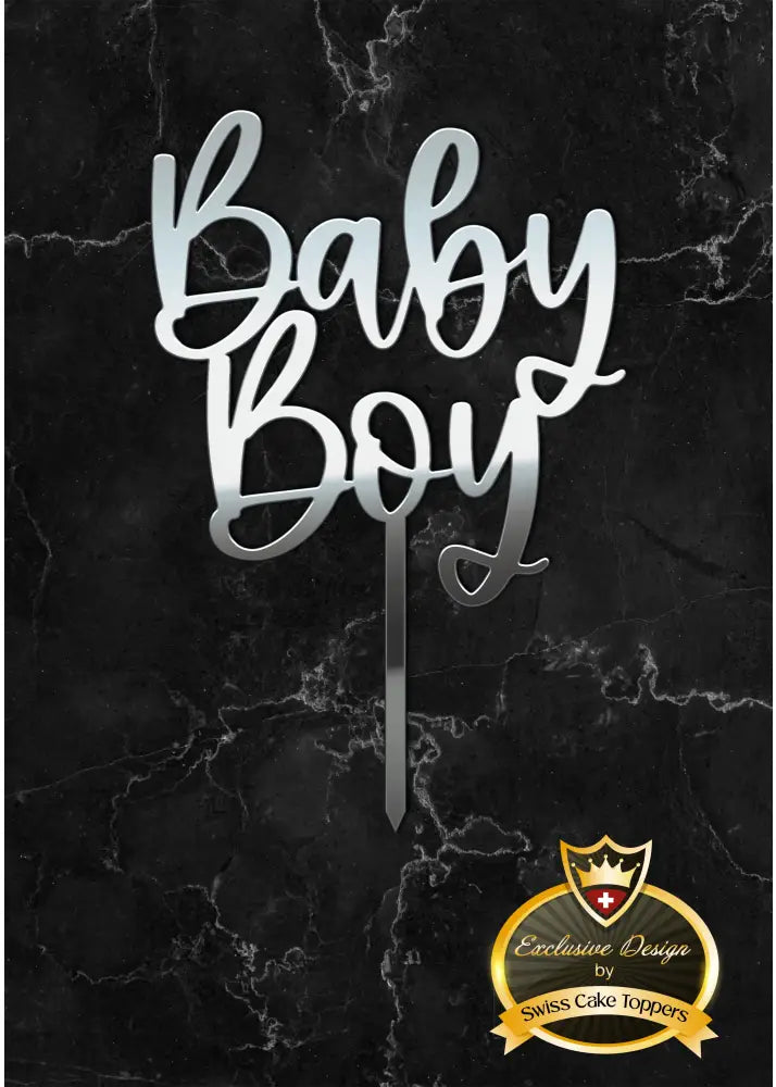 Cake Topper ’Baby Boy’ - Acryl Silber - Sugar Sweet Kitchen