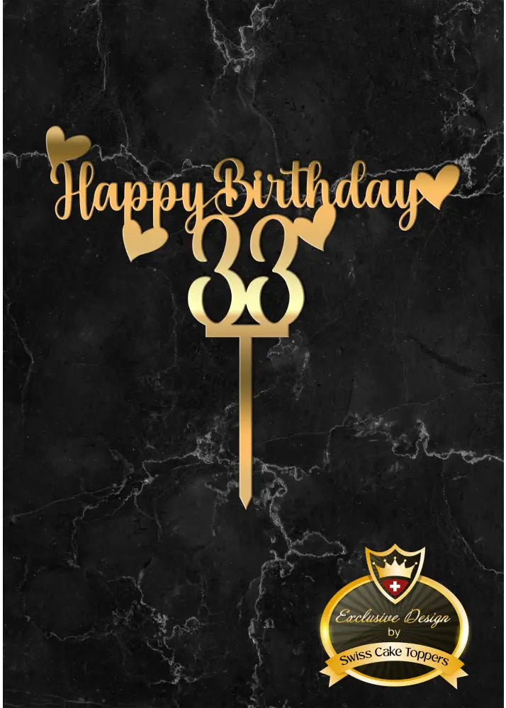 Cake Topper ’Happy Birthday’ mit Zahl - Acryl Gold - Sugar Sweet Kitchen