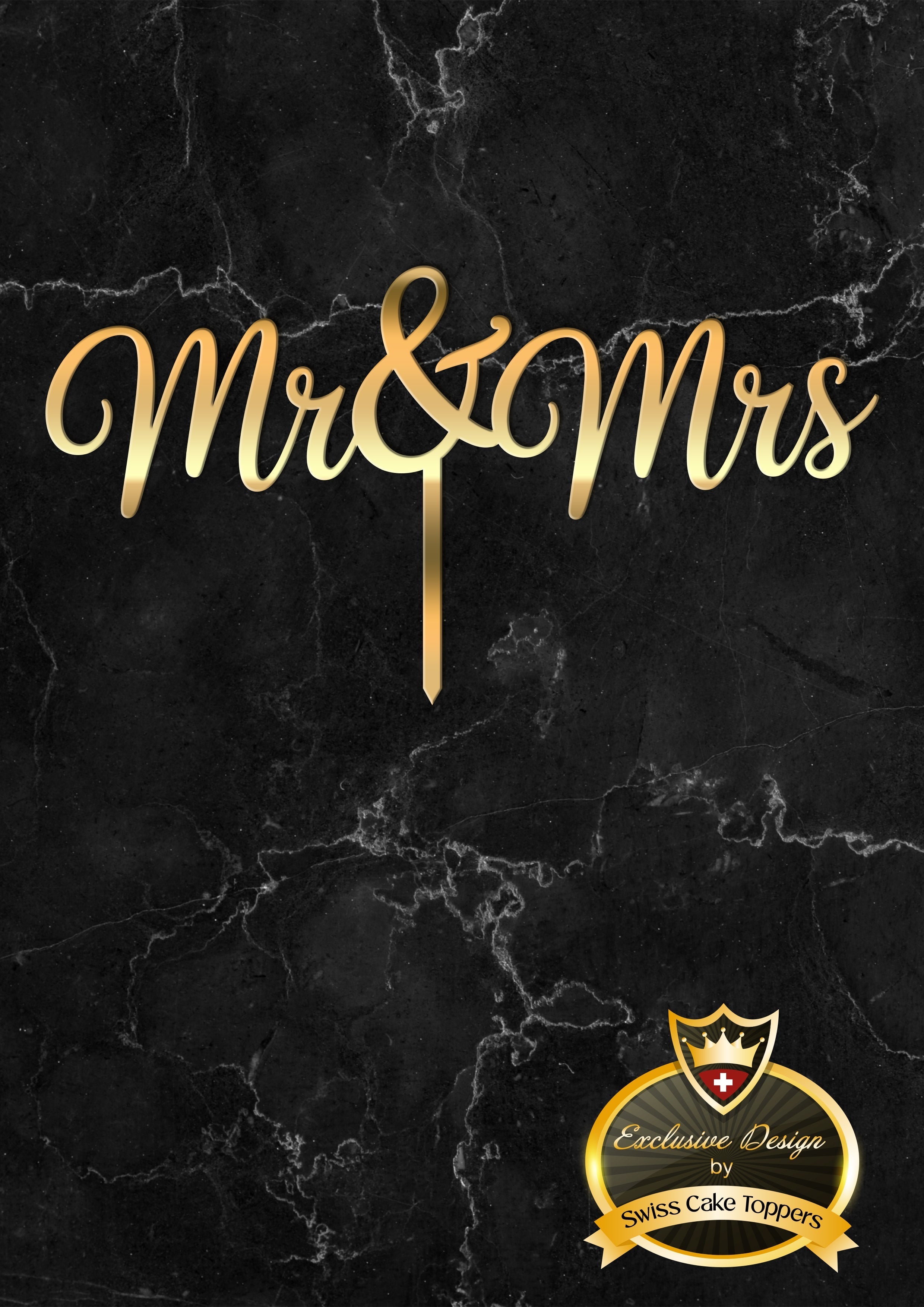 Cake Topper ’Mr & Mrs’ / 14cm - Acryl Gold - Sugar Sweet Kitchen