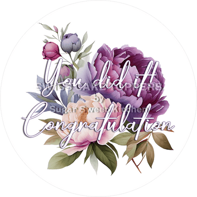 Graduation & Exam Cake Topper - Flower10 - personalisable