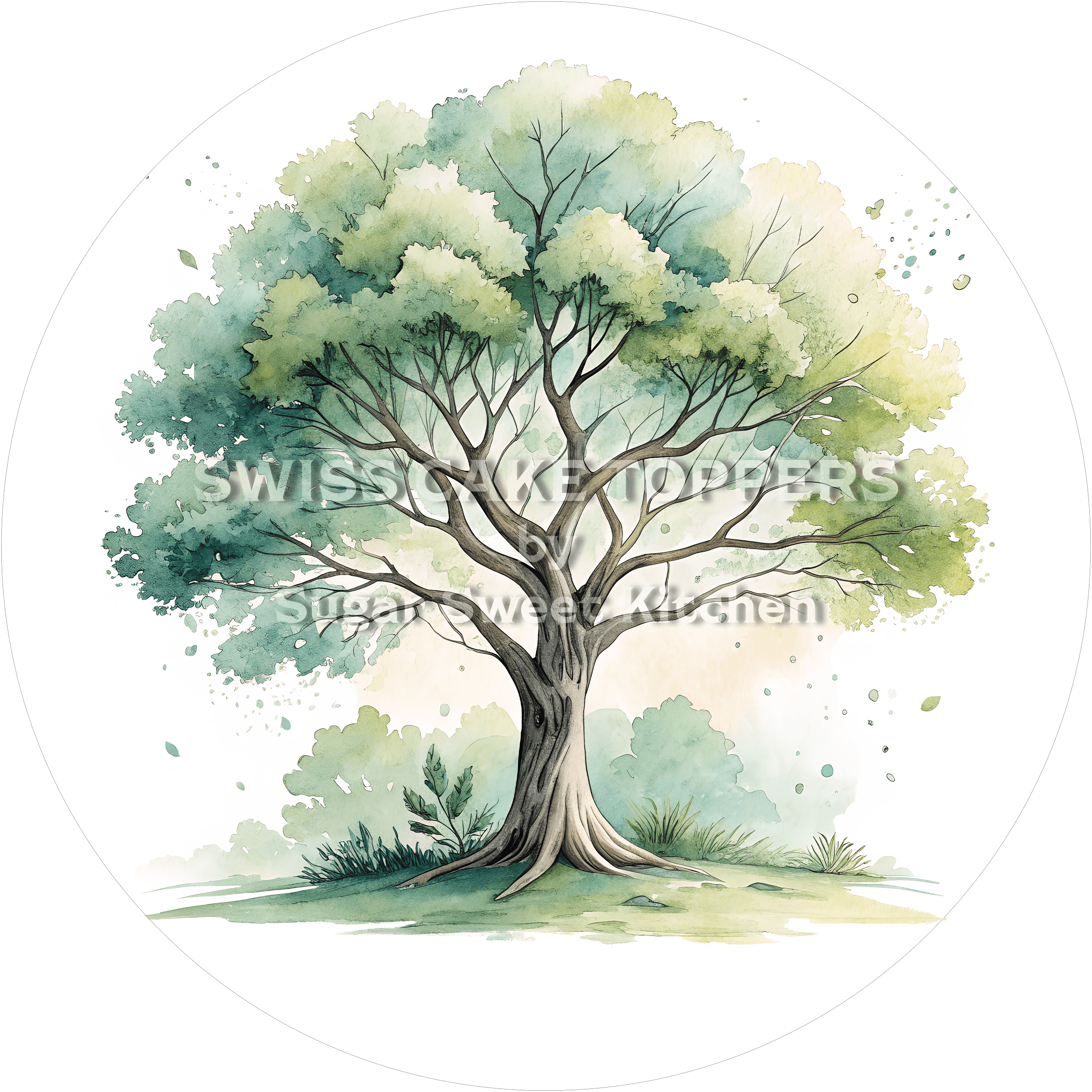 Tortenaufleger Baum Natur 05 - essbar & personalisierbar - Fondant- Torten- Cupcakeaufleger Sugar Sweet Kitchen