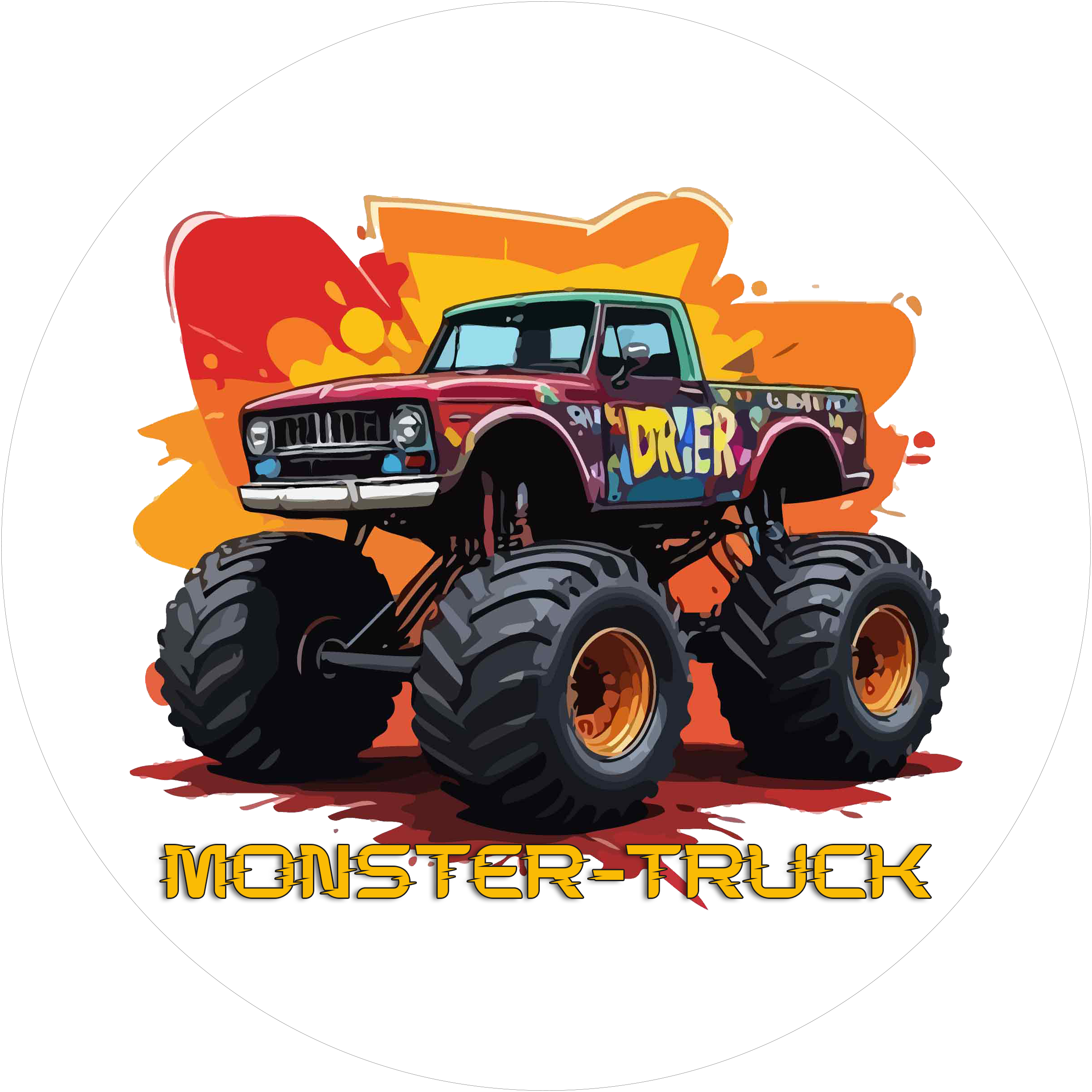 Einizigartiger Monster Truck-Tortenaufleger7 - personalisierbar - Fondant- Torten- & Cupcakeaufleger Sugar Sweet Kitchen