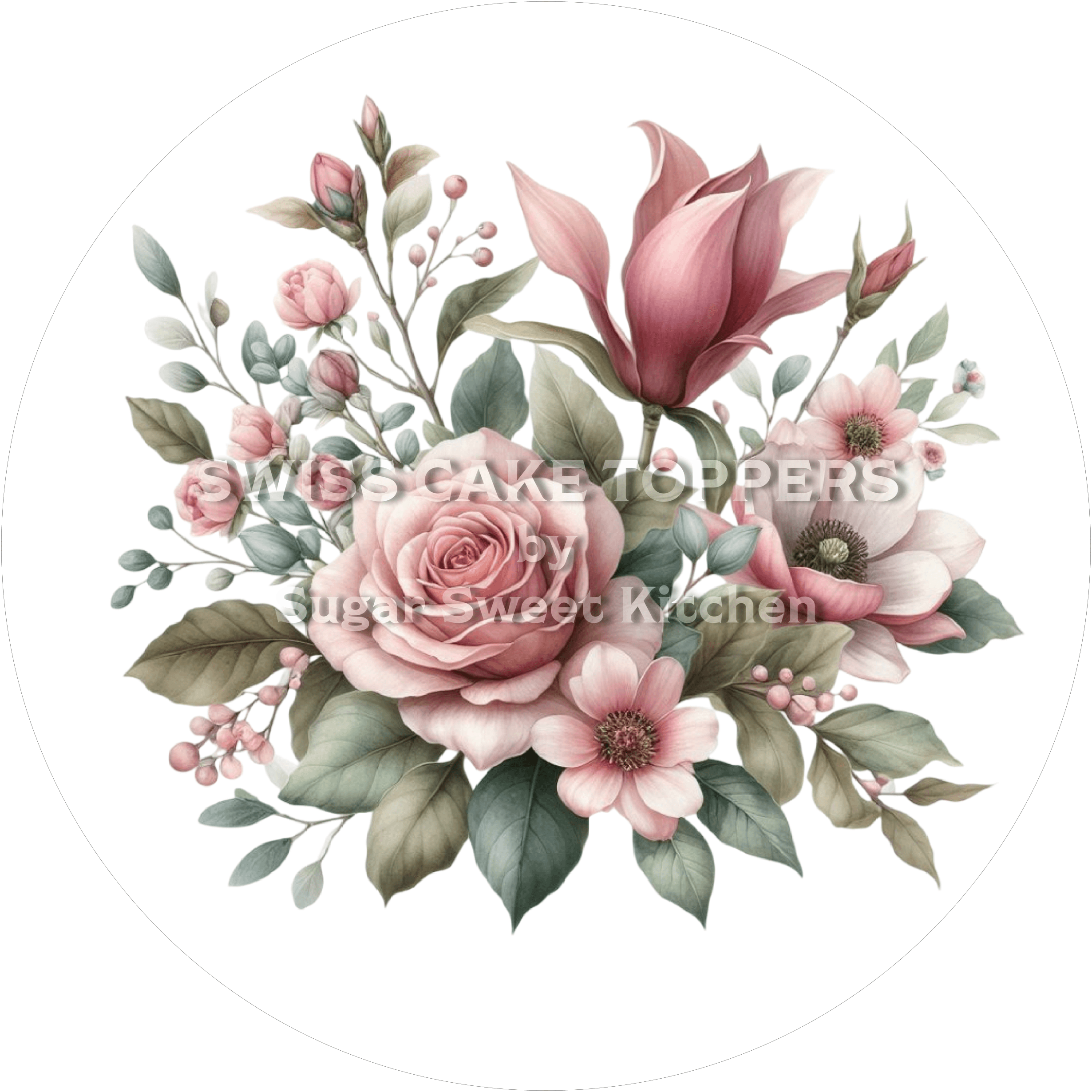 Tortenaufleger Blumen 23 - essbar & personalisierbar - Fondant- Torten- Cupcakeaufleger Sugar Sweet Kitchen