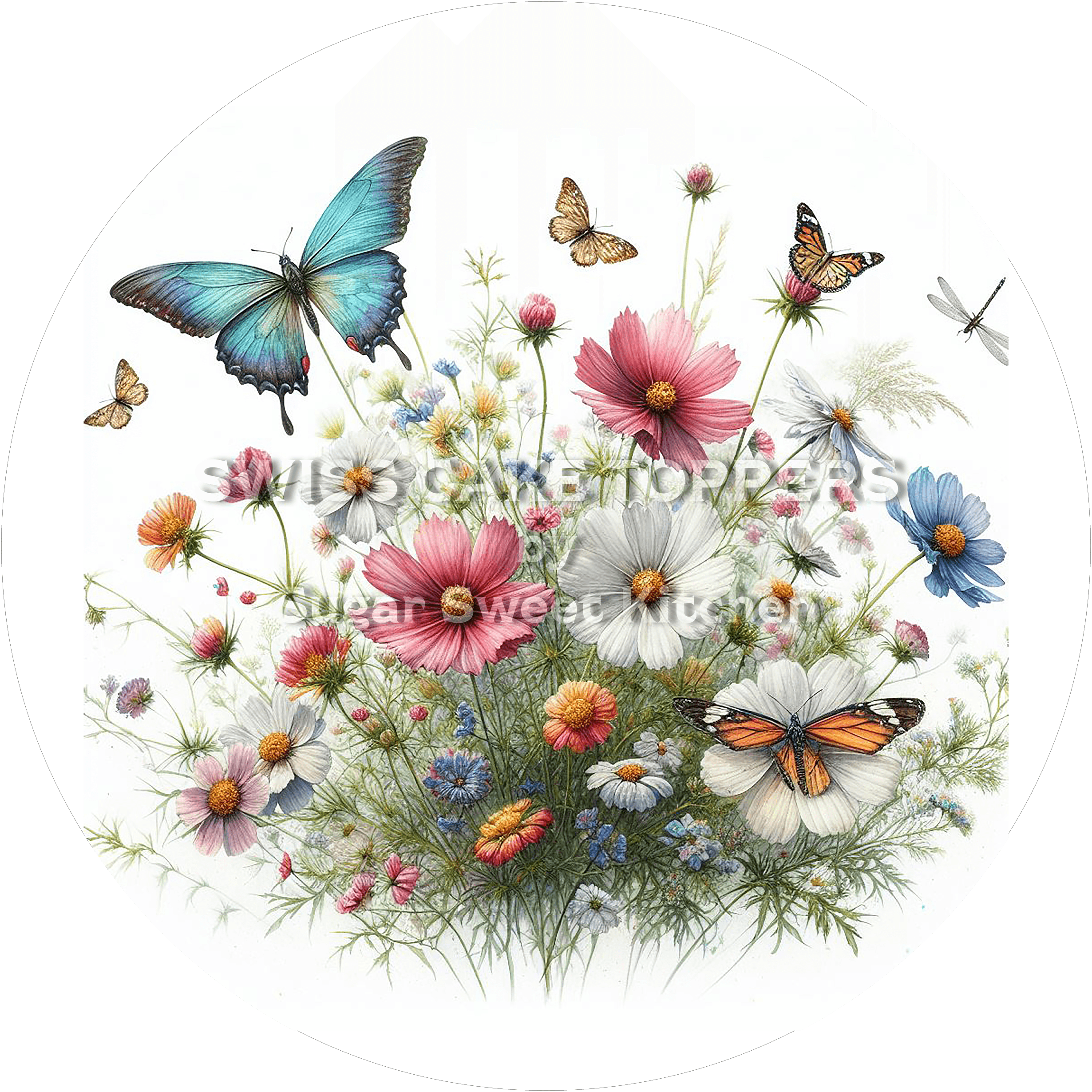 Tortenaufleger Blumen 24 - essbar & personalisierbar - Fondant- Torten- Cupcakeaufleger Sugar Sweet Kitchen
