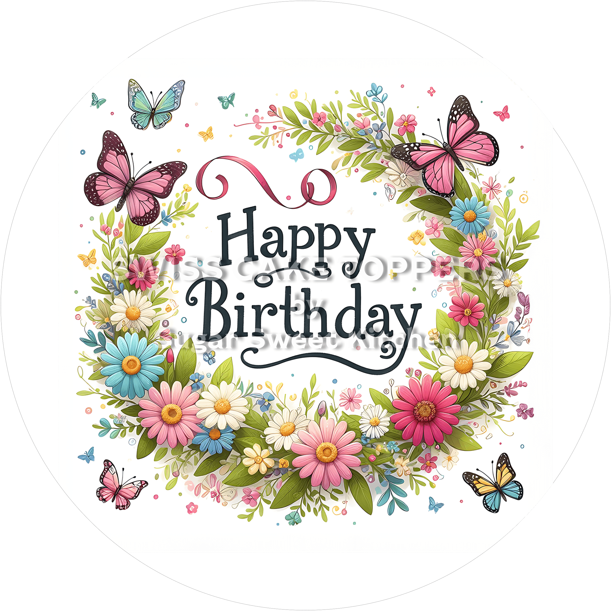 Tortenaufleger ’Happy Birthday’ 10 - essbar & personalisierbar - Fondant- Torten- Cupcakeaufleger Sugar Sweet Kitchen