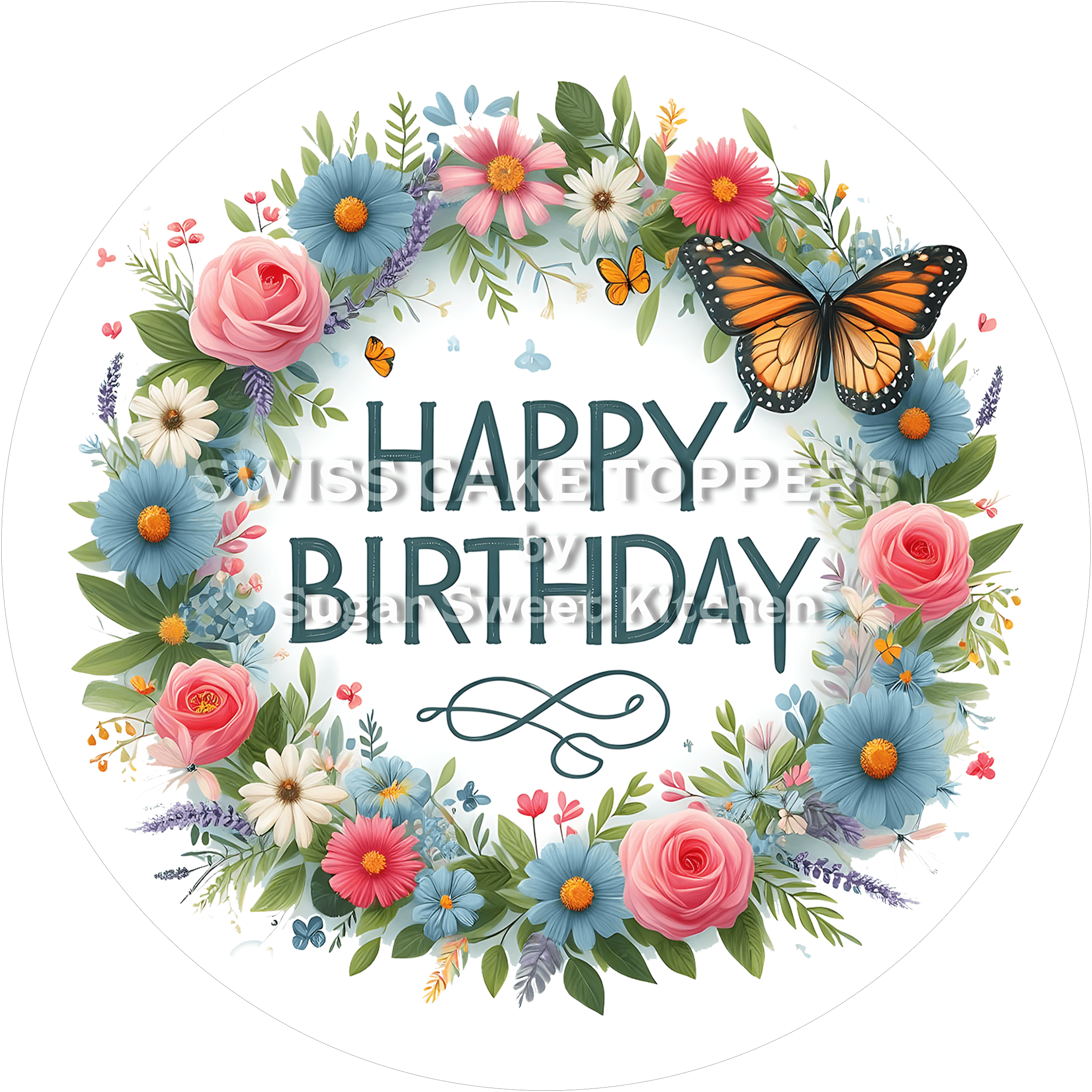 Exklusiver Tortenaufleger Happy Birthday13 - personalisierbar - Fondant- Torten- & Cupcakeaufleger Sugar Sweet Kitchen