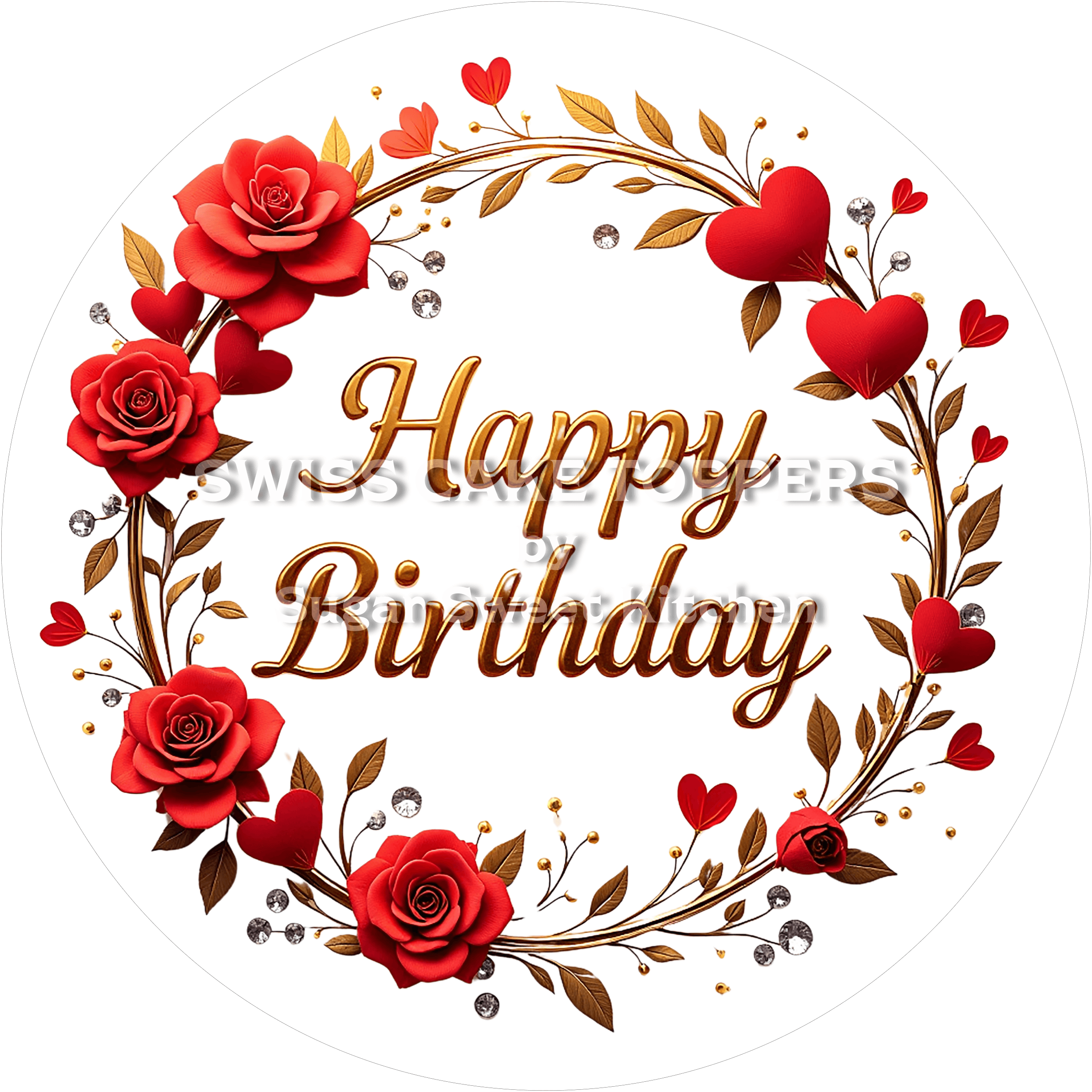 Tortenaufleger ’Happy Birthday’ 14 - essbar & personalisierbar - Fondant- Torten- Cupcakeaufleger Sugar Sweet Kitchen