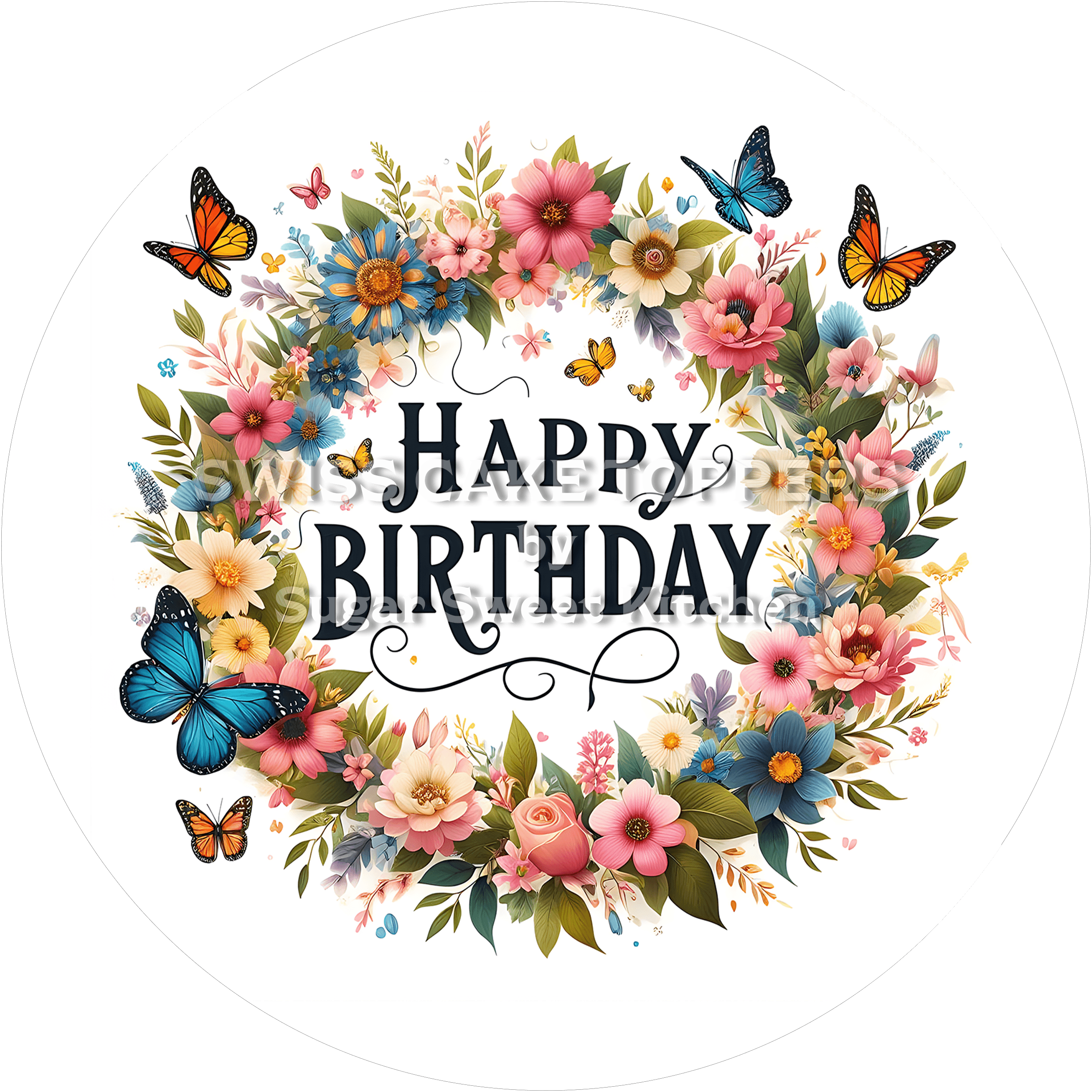 Exklusiver Tortenaufleger Happy Birthday9 - personalisierbar - Fondant- Torten- & Cupcakeaufleger Sugar Sweet Kitchen
