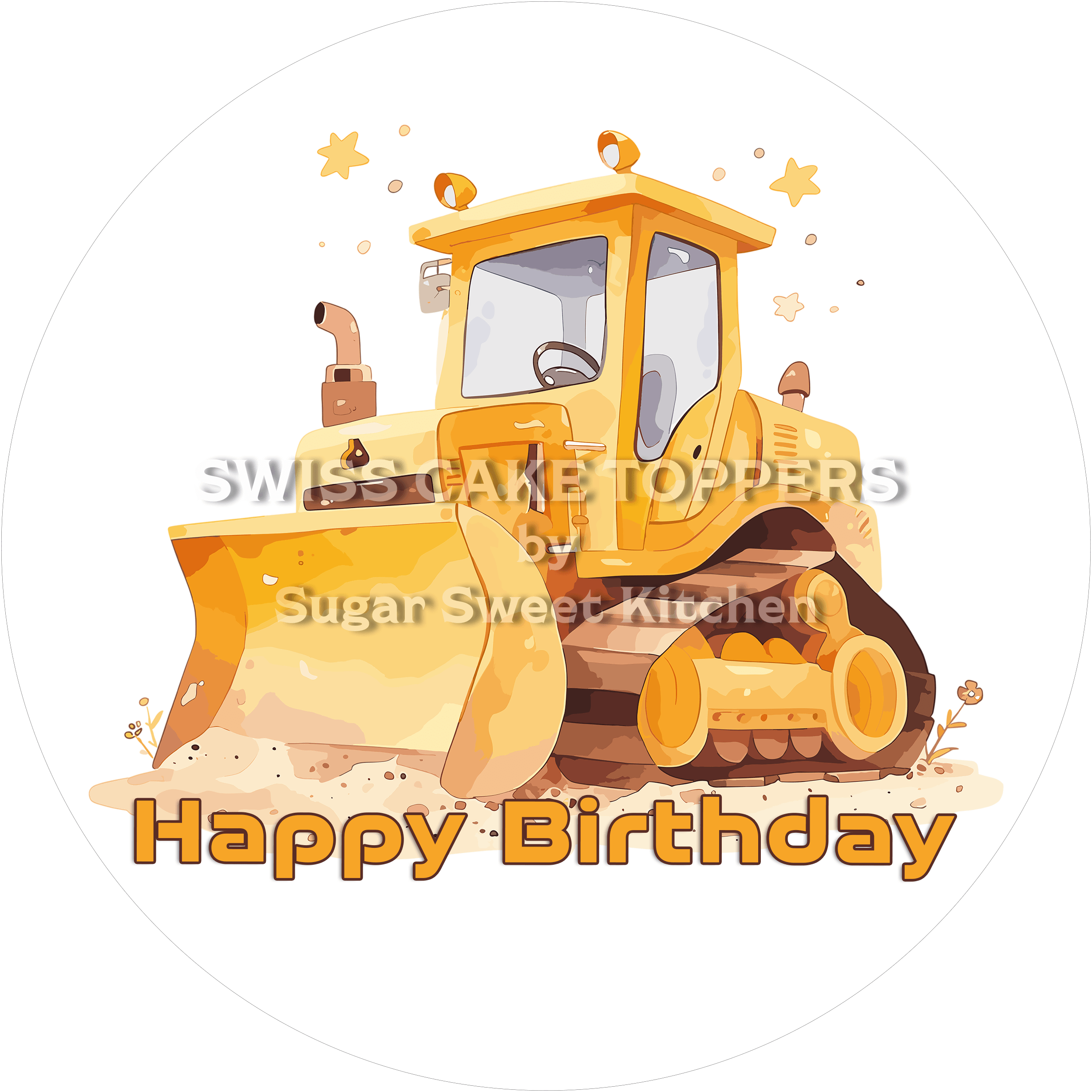 Tortenaufleger Geburtstag Bagger 01 - essbar & personalisierbar - Fondant- Torten- Cupcakeaufleger Sugar Sweet Kitchen