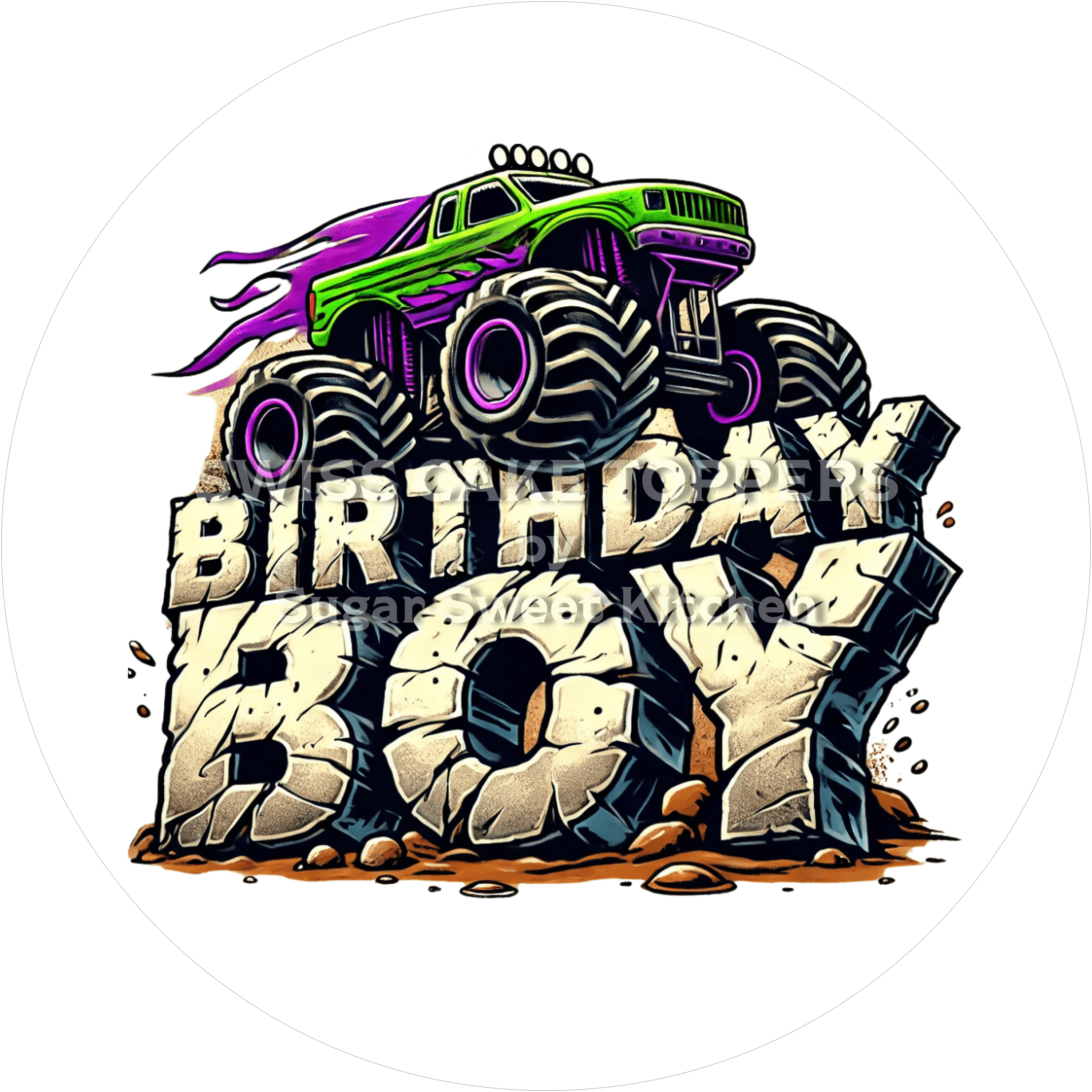 Geburtstags-Tortenaufleger Auto3 - personalisierbar - Fondant- Torten- & Cupcakeaufleger Sugar Sweet Kitchen