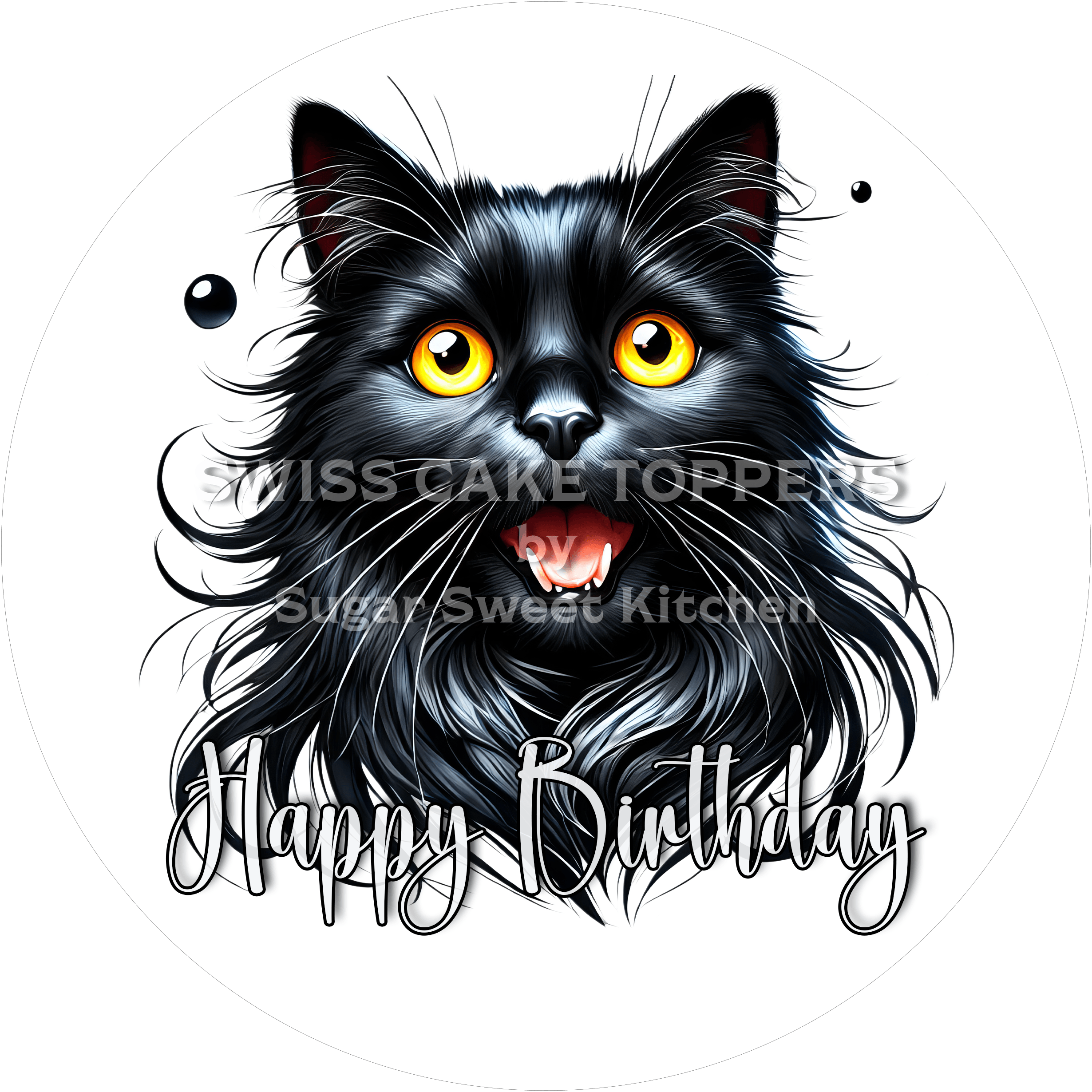 Tortenaufleger Geburtstag Katze 01 – essbar & personalisierbar - Fondant- Torten- Cupcakeaufleger Sugar Sweet Kitchen