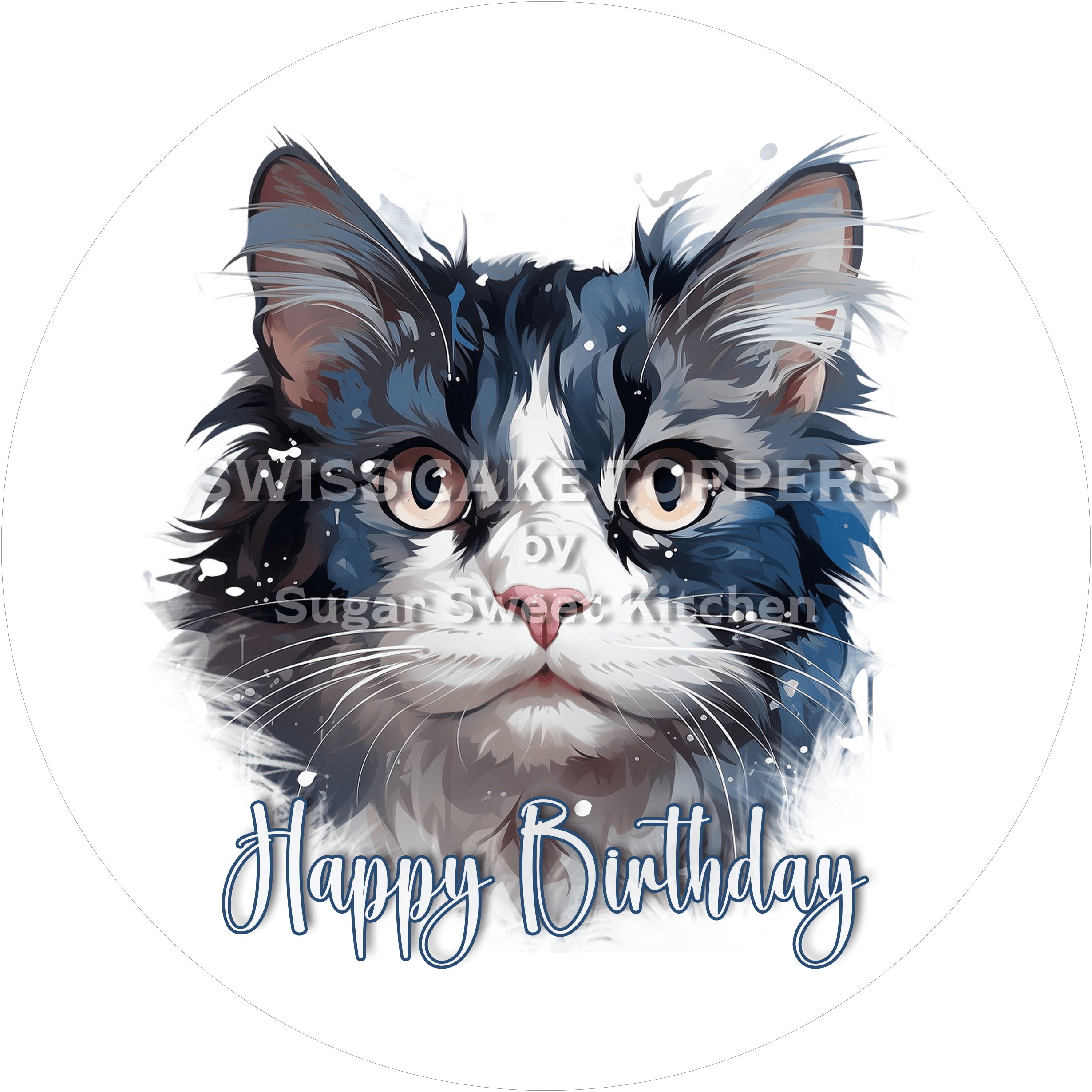 Tortenaufleger Geburtstag Katze 10 – essbar & personalisierbar - Fondant- Torten- Cupcakeaufleger Sugar Sweet Kitchen