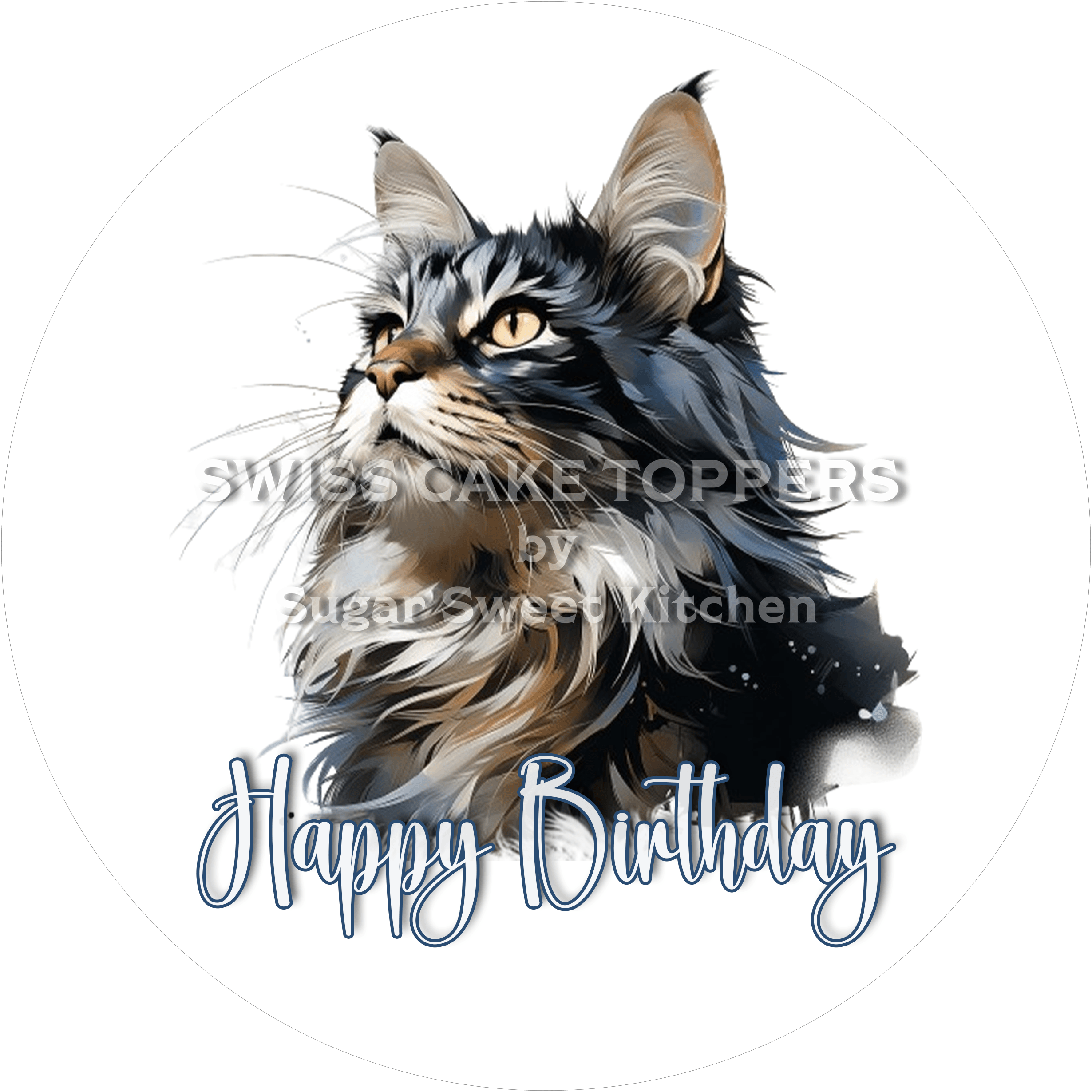 Tier-Geburtstags-Tortenaufleger Cat5 - personalisierbar - Fondant- Torten- & Cupcakeaufleger Sugar Sweet Kitchen