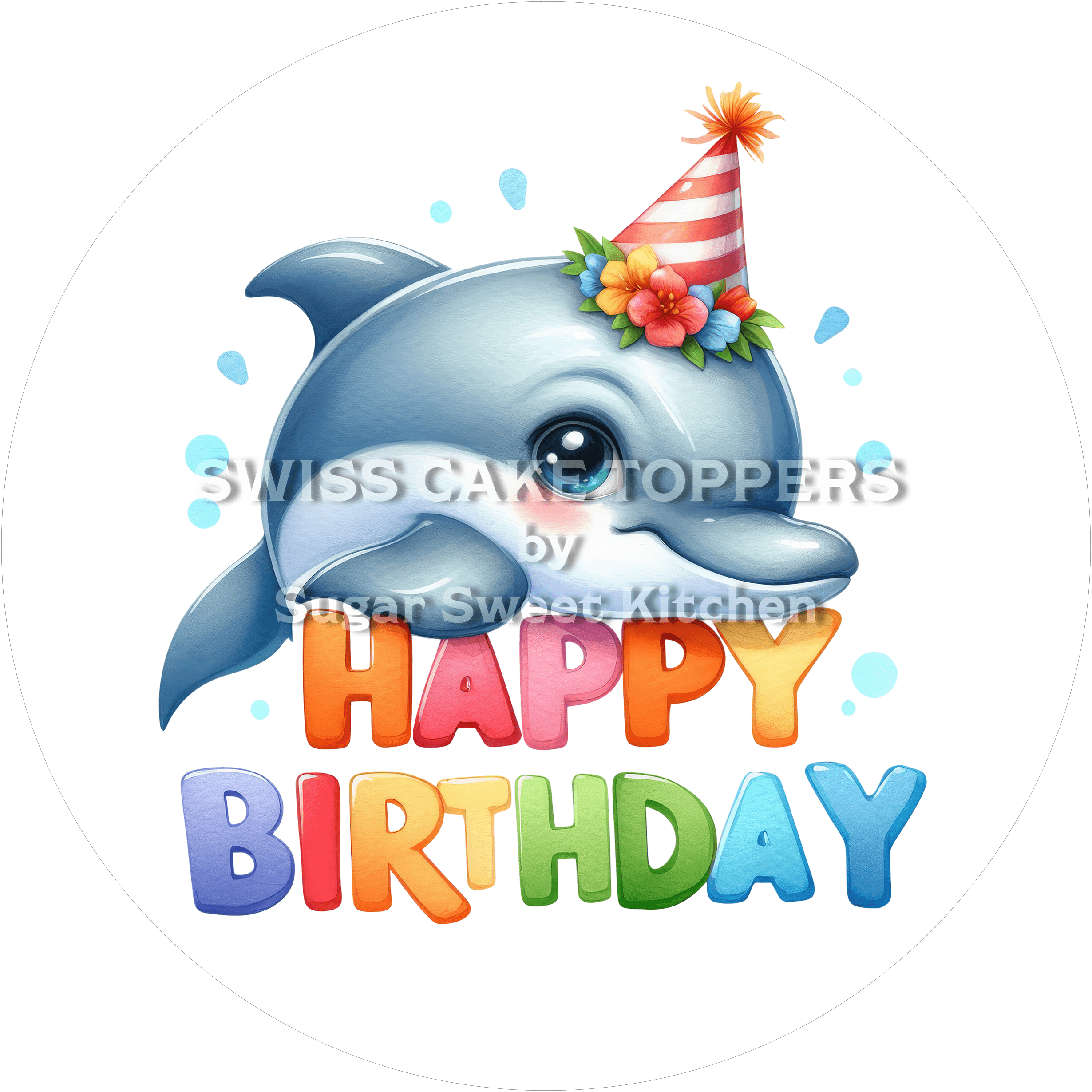 Tortenaufleger süsser Delfin1 - personalisierbar - Fondant- Torten- & Cupcakeaufleger Sugar Sweet Kitchen