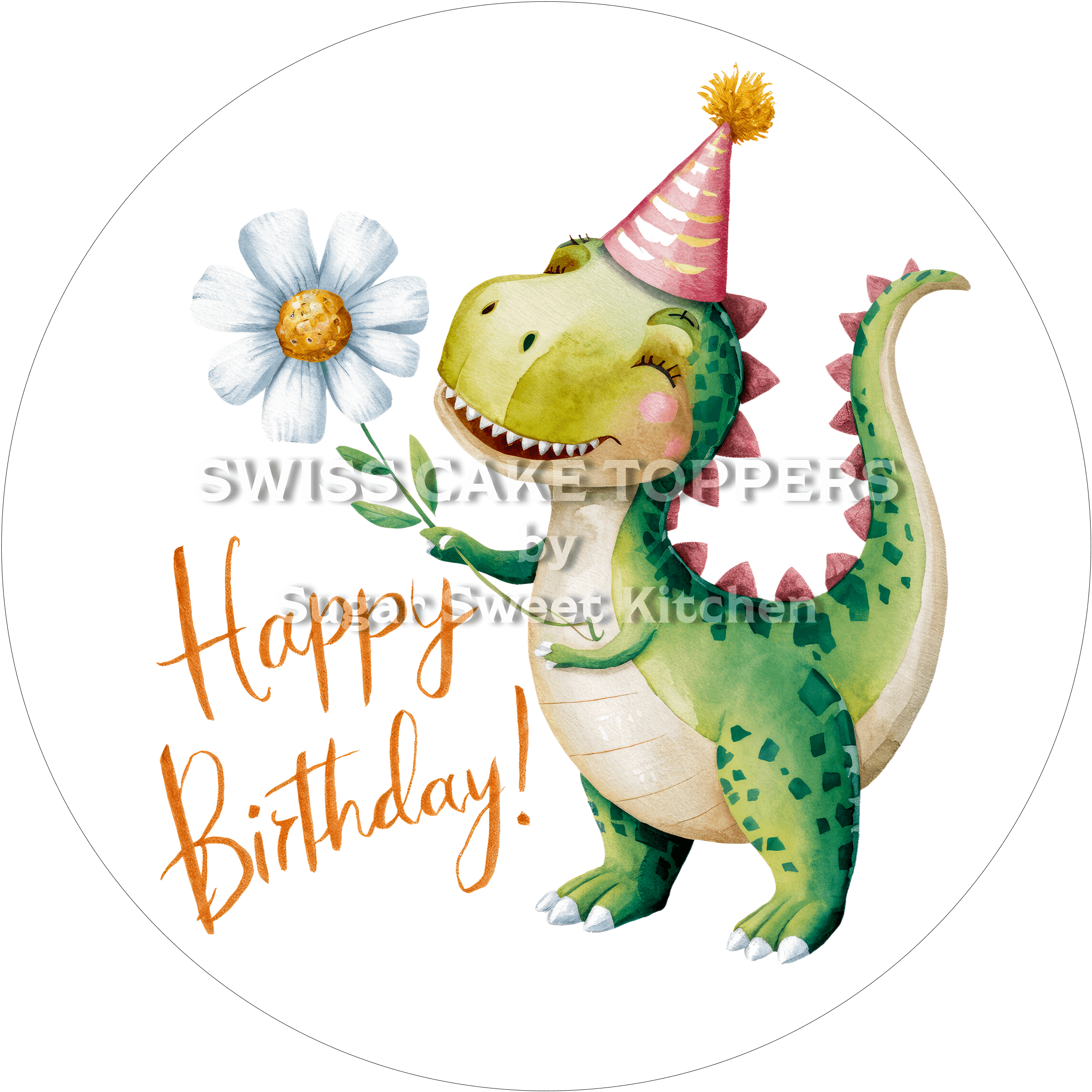 Tortenaufleger süsser Dino1 - essbar & personalisierbar - Fondant- Torten- Cupcakeaufleger Sugar Sweet Kitchen