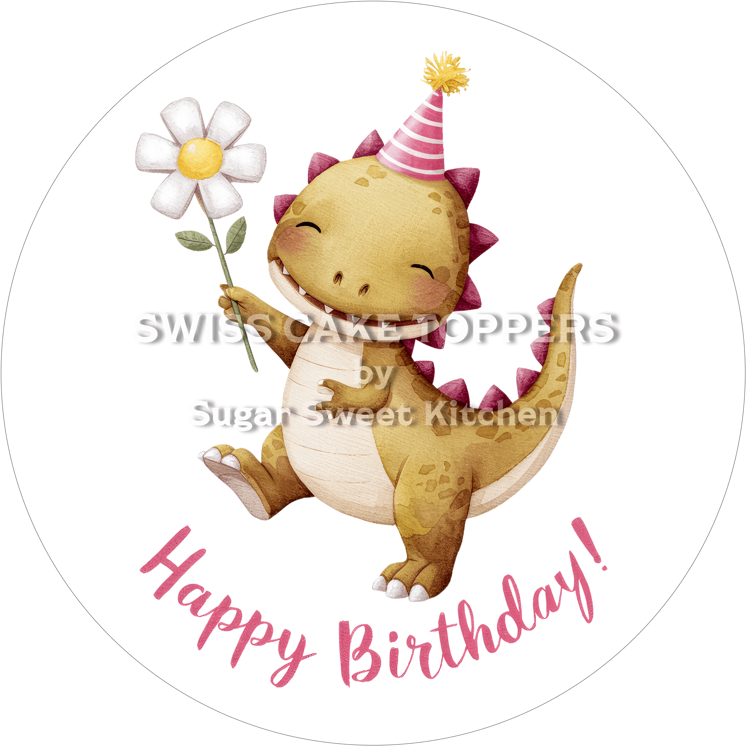 Tortenaufleger süsser Dino2 - essbar & personalisierbar - Fondant- Torten- Cupcakeaufleger Sugar Sweet Kitchen