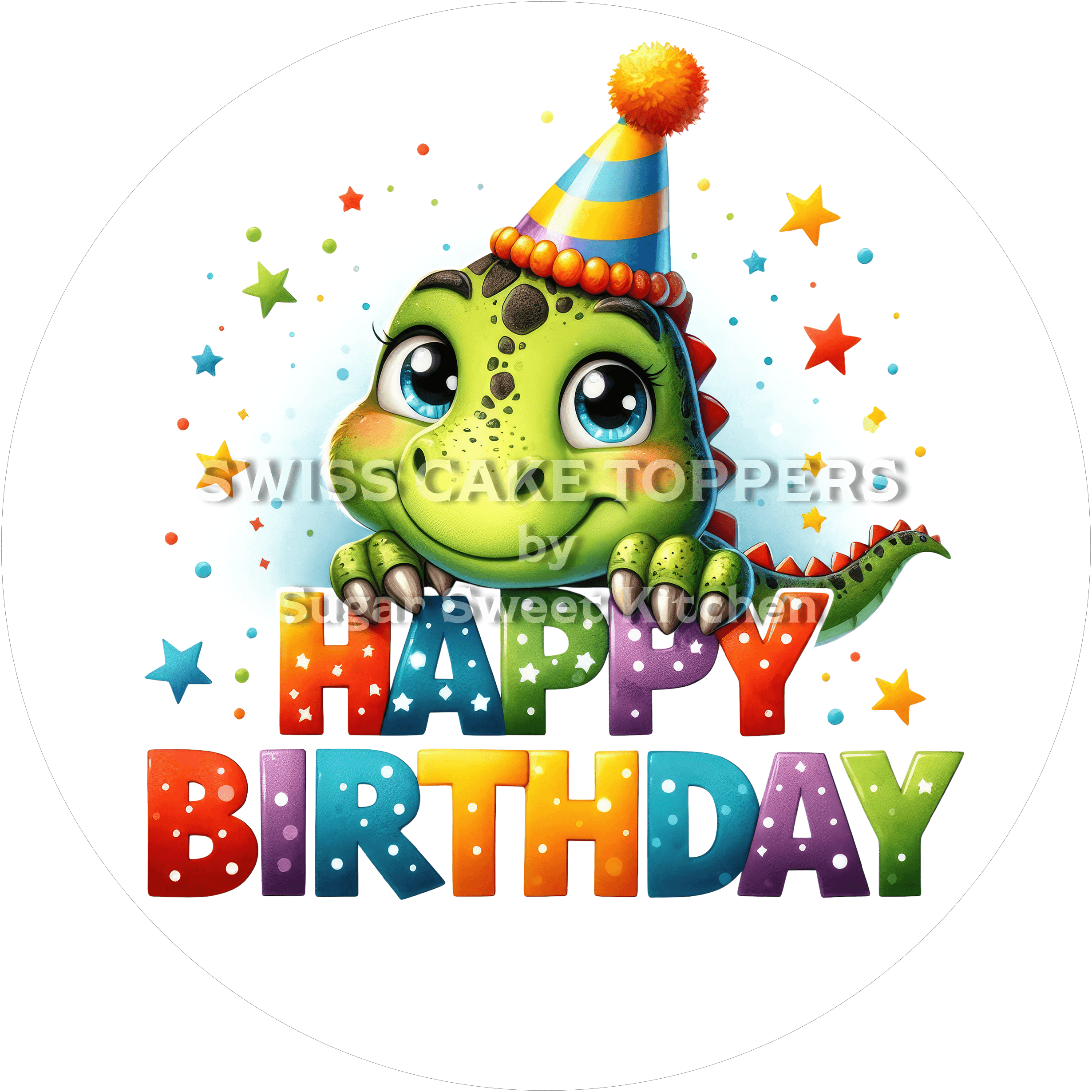 Tortenaufleger niedlicher Dino5 - personalisierbar - Fondant- Torten- & Cupcakeaufleger Sugar Sweet Kitchen