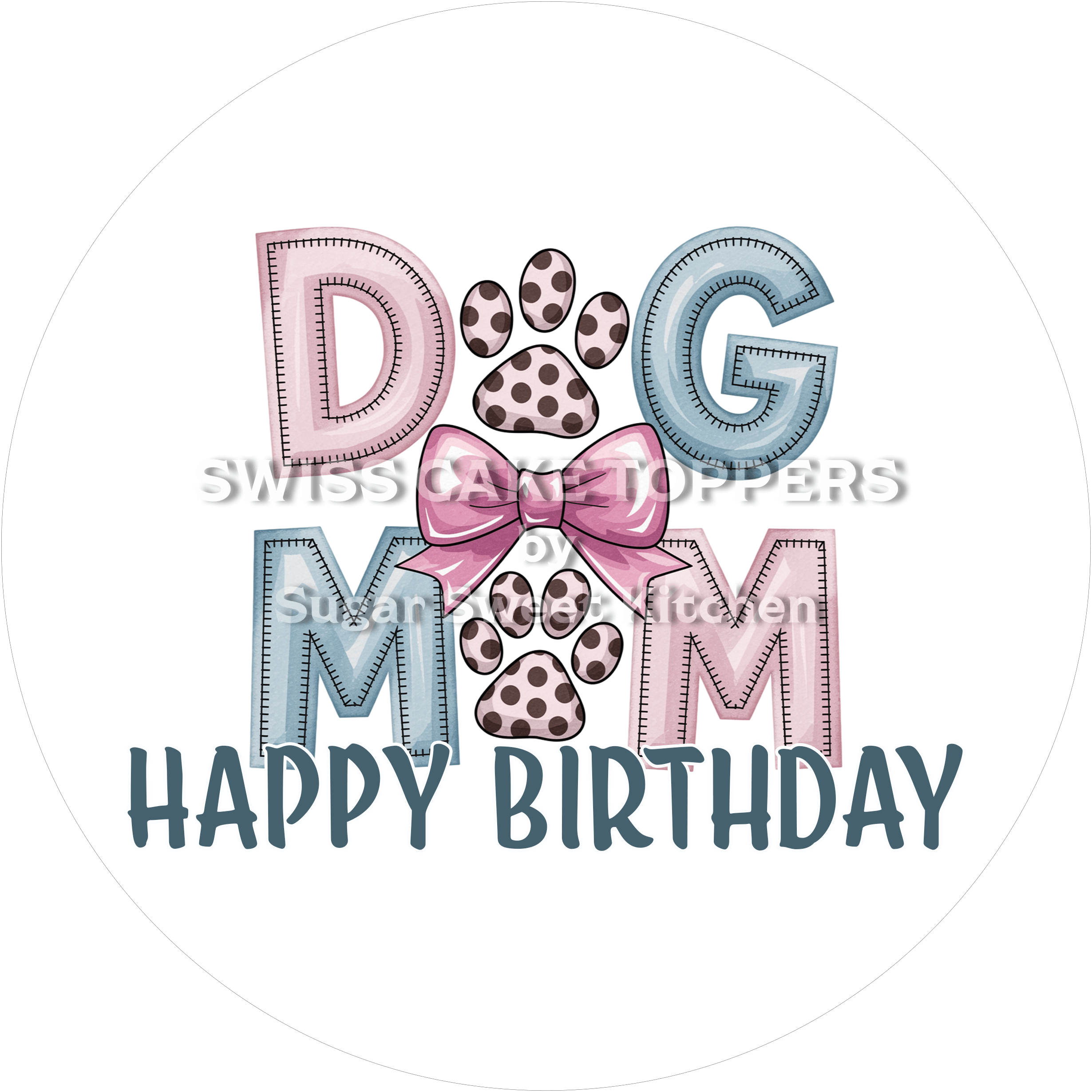 Tortenaufleger Geburtstag Hund 01 – essbar & personalisierbar - Fondant- Torten- Cupcakeaufleger Sugar Sweet Kitchen
